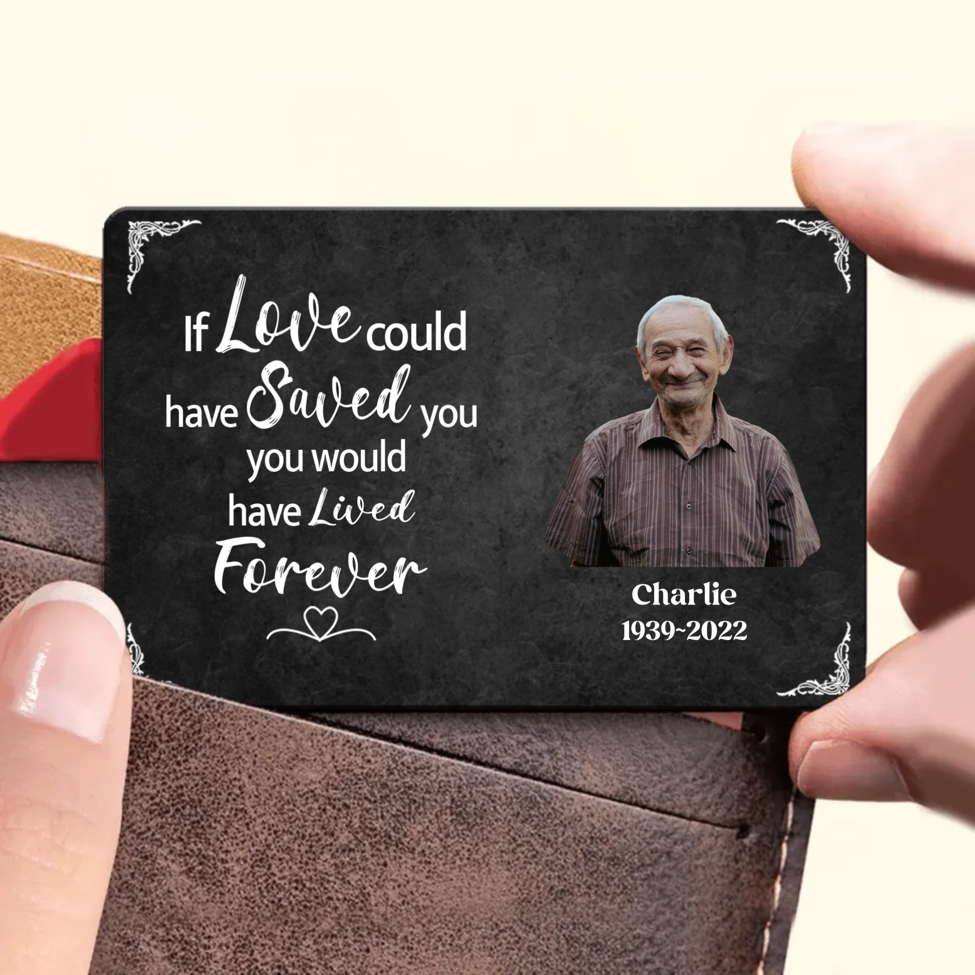 Metal Wallet Card — I Will Carry You With Me Until I See You Again, Memorial Gift From Photo