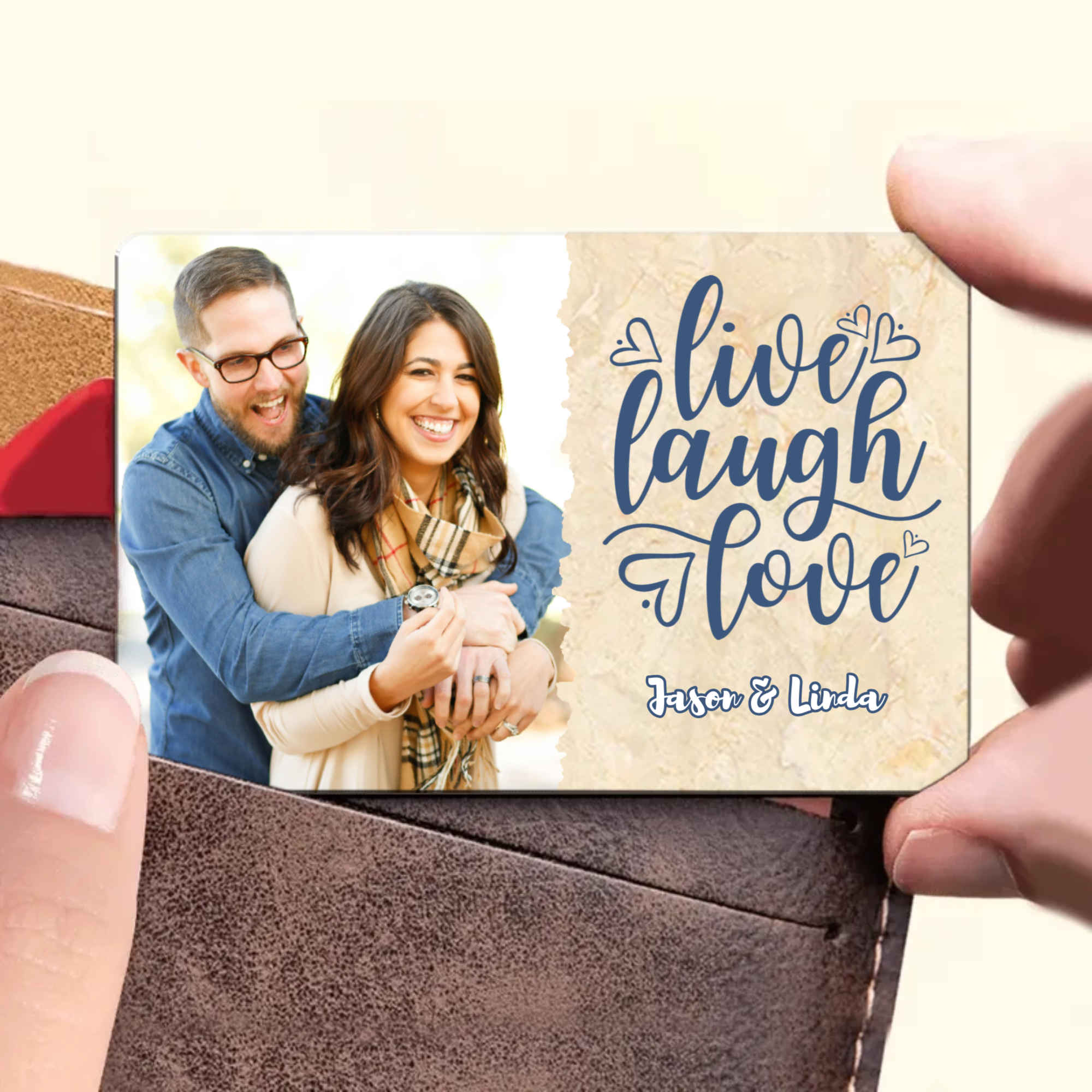 Personalized Photo Metal Wallet Card, Gift for Couples, Families, Perfect for Anniversary, Wedding, Christmas Celebration