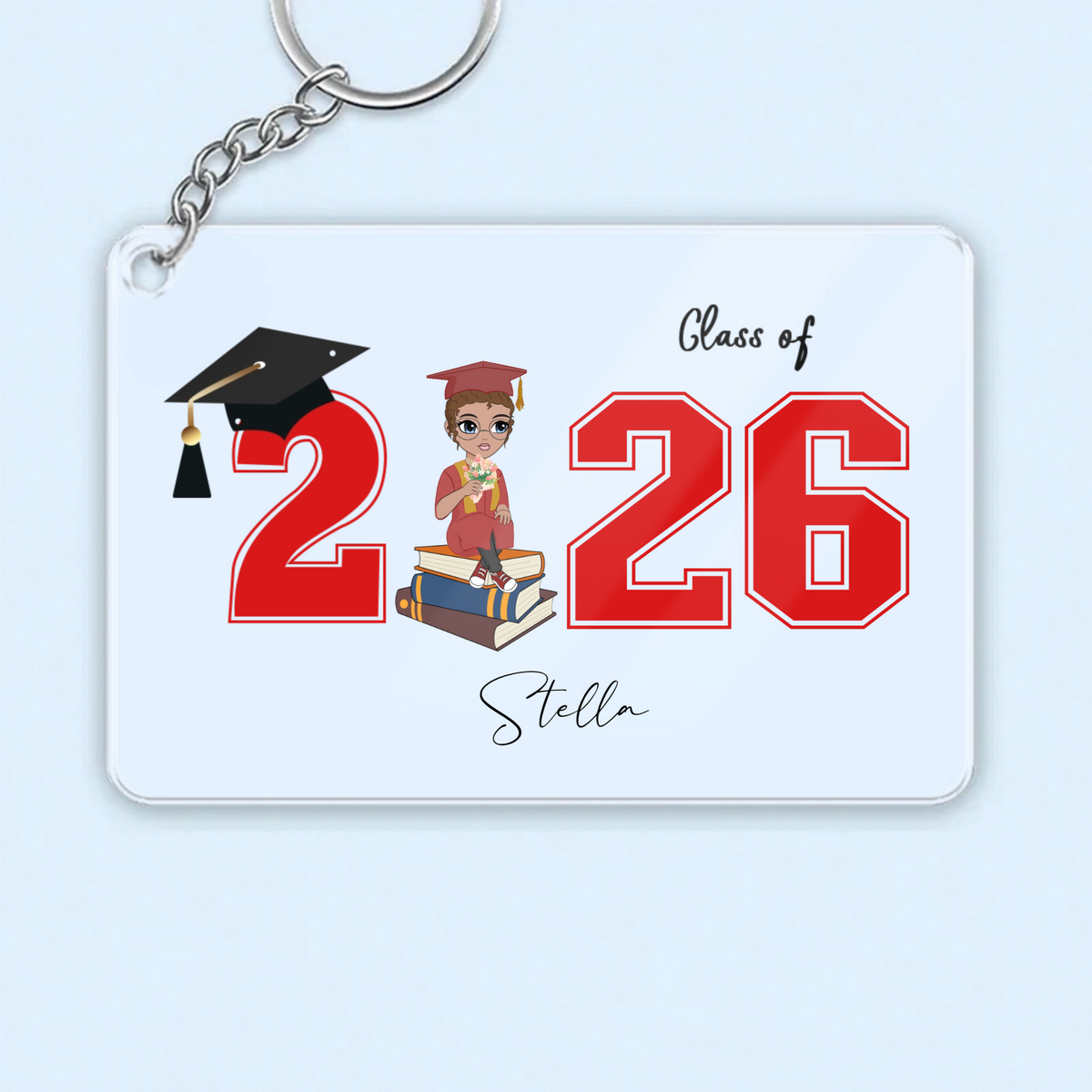 Personalized Acrylic Keychains, Custom With Character Designs and Text, Perfect As A Gift For Graduates Of 2024/2025/2026 or Any Year.