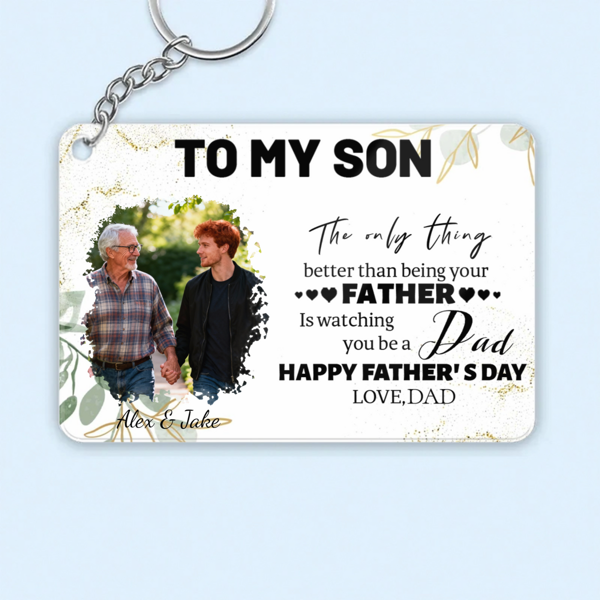 Watching You Be a Dad Personalized Keychain, Father to Son Occasion, First Father's Day PresentFamily Keepsake