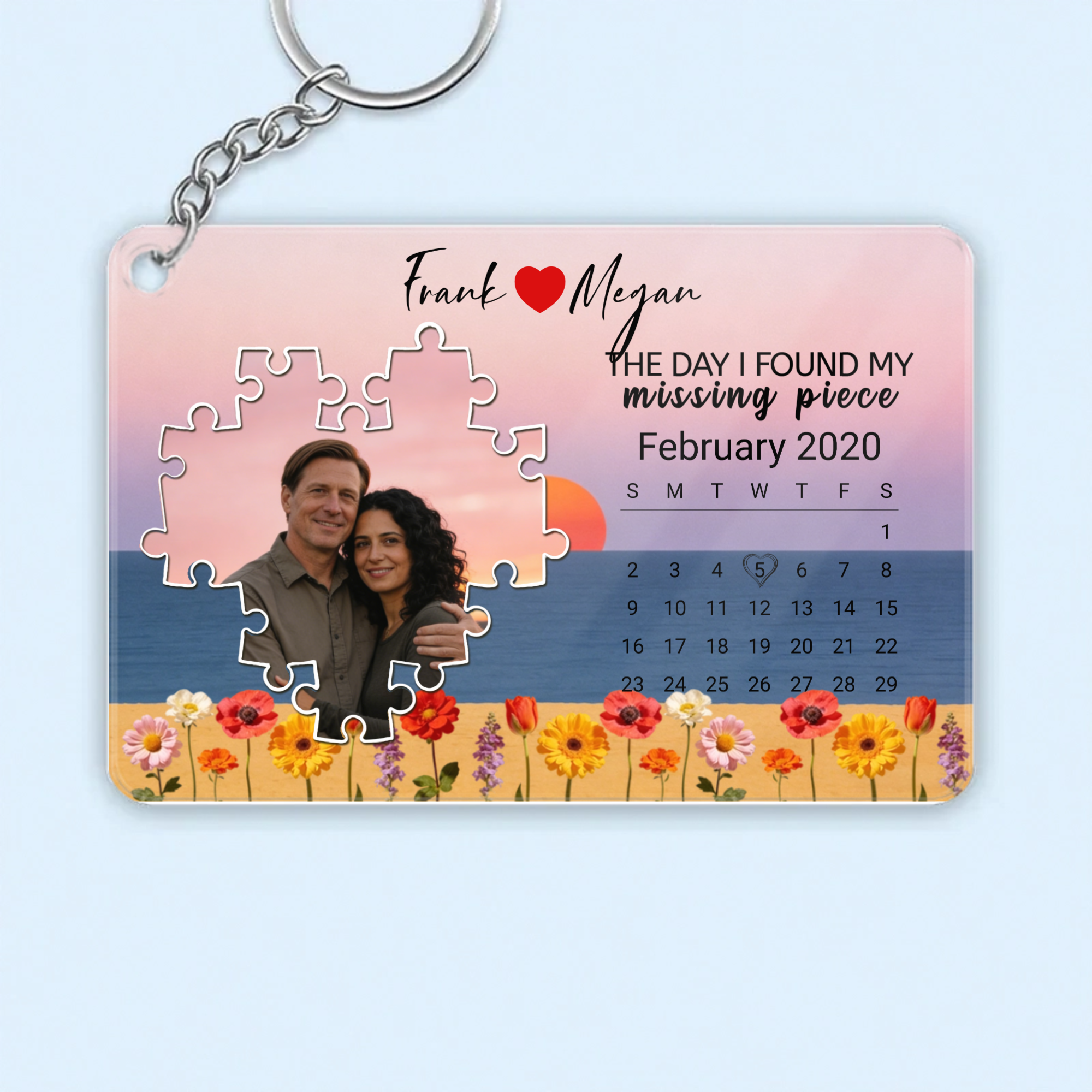 The Day I Found My Missing Piece Keychain, Missing Piece Anniversary Gift for Couples, Perfect for Anniversaries, Valentine's Day, Romantic Occasions