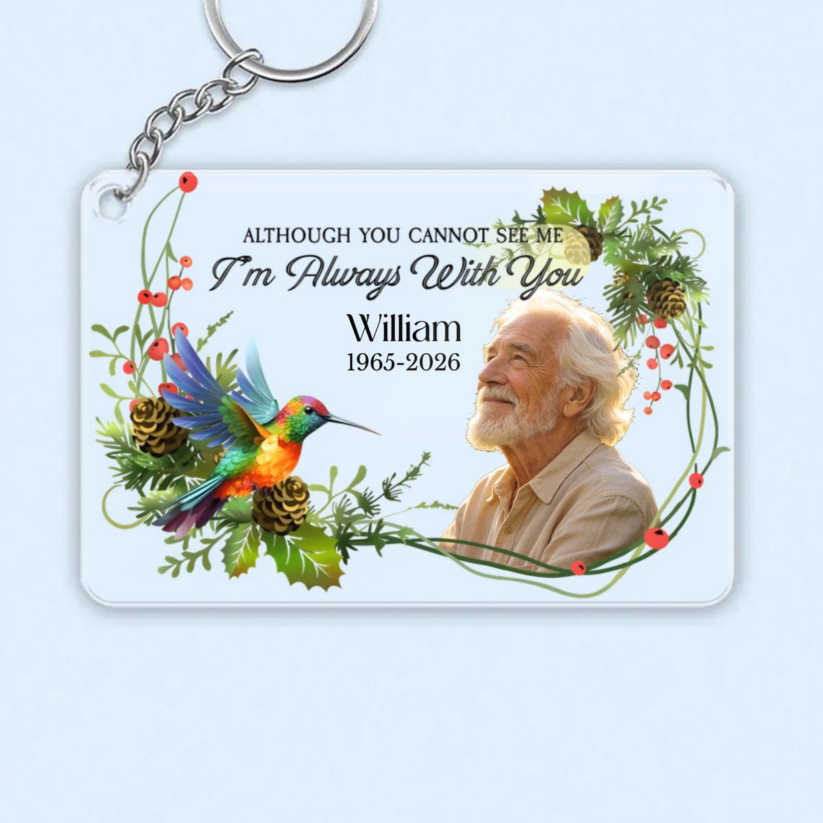 Personalized Cardinal Memorial Keychain Design, Custom Bereavement Acrylic Keyring Product, The Perfect Gift For Grieving Family & Friends