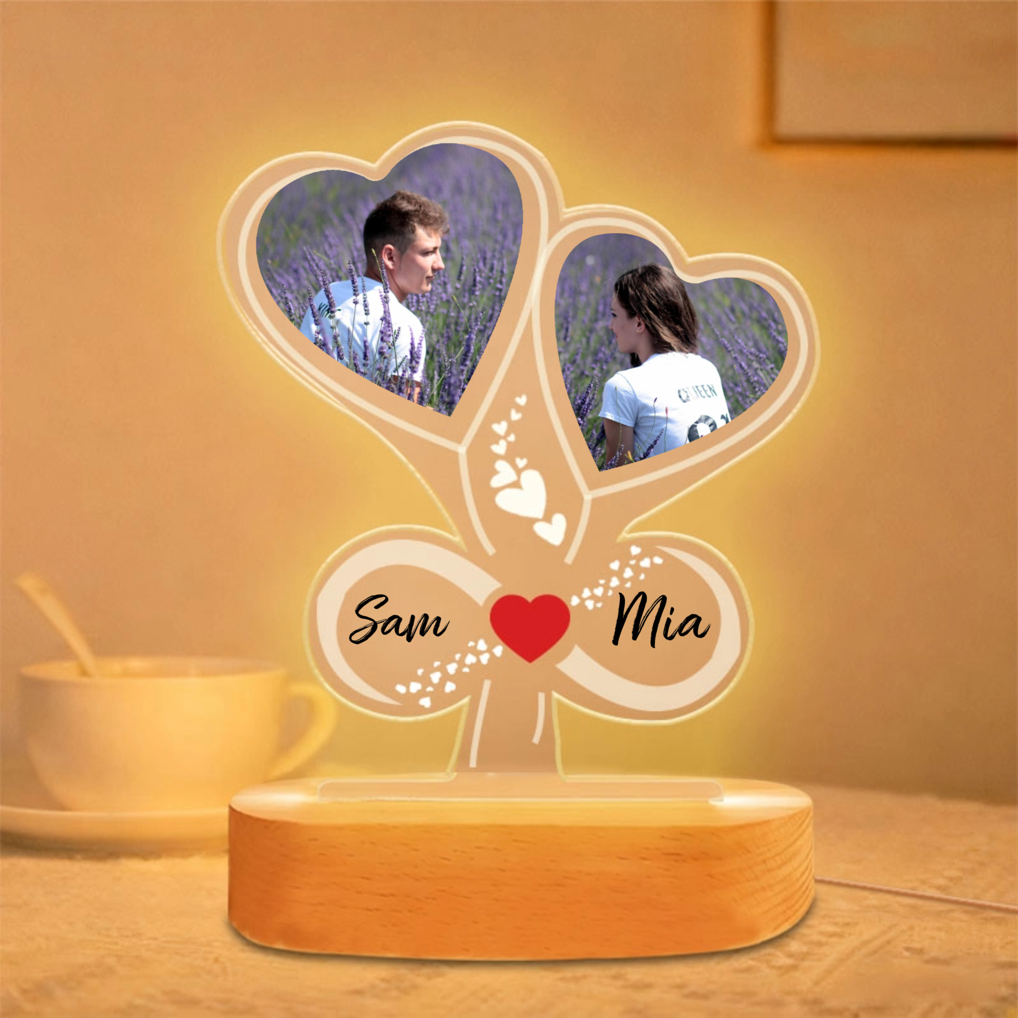 The Heartwood Tree Personalized Night Light, Romantic Couples Gift, Anniversary And Valentine's Day Present
