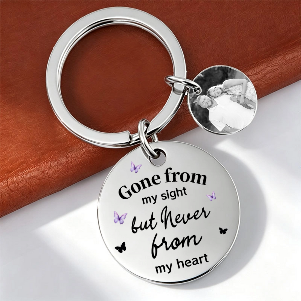 Personalized Custom Metal Stainless Steel Keychain, Photo & Quote Memorial Gift for Loved Ones, Sympathy/Remembrance Occasions