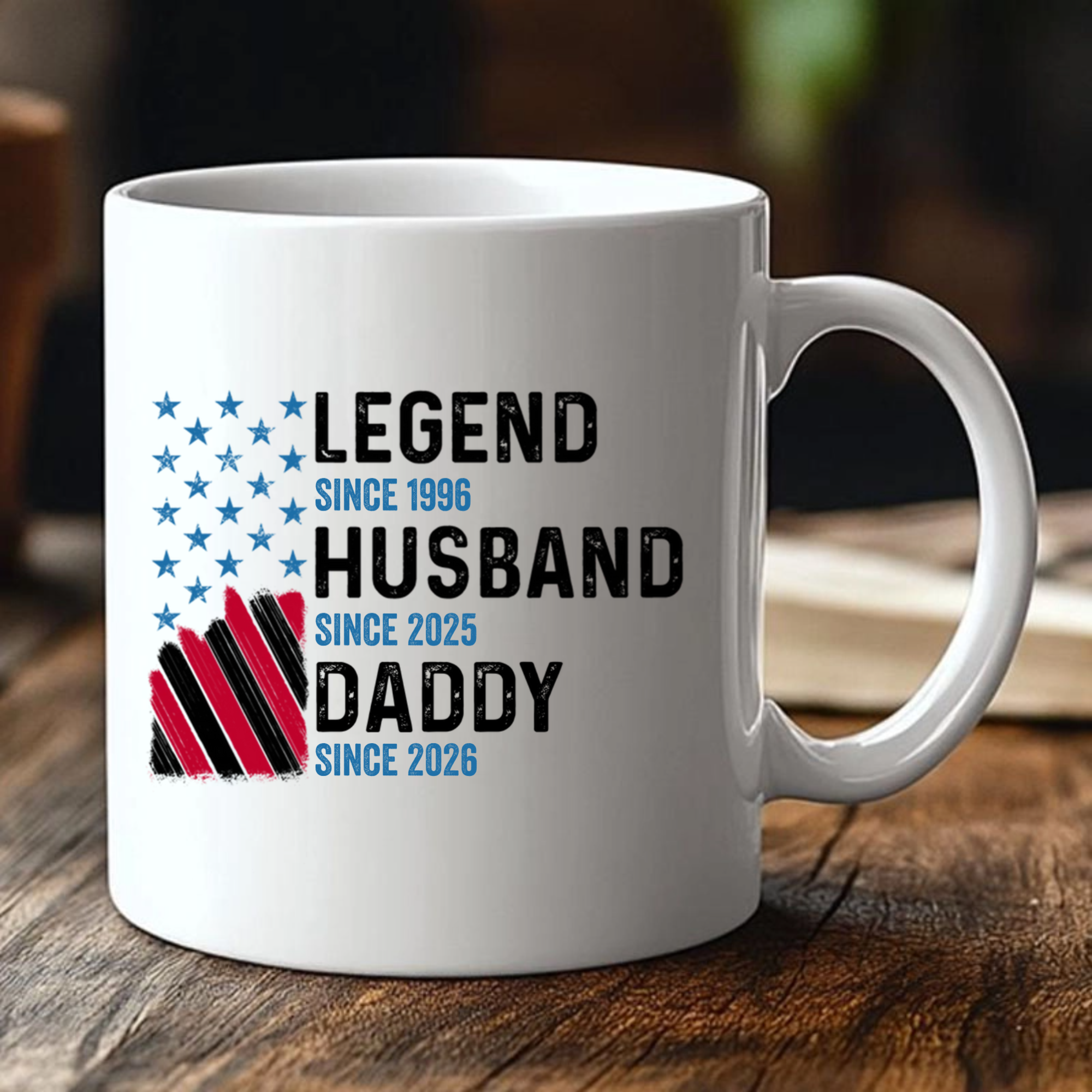 Legend Husband Daddy Grandpa Ceramic Mug - Personalized Keepsake Gift For Morning Coffee With Bold Patriotic Look