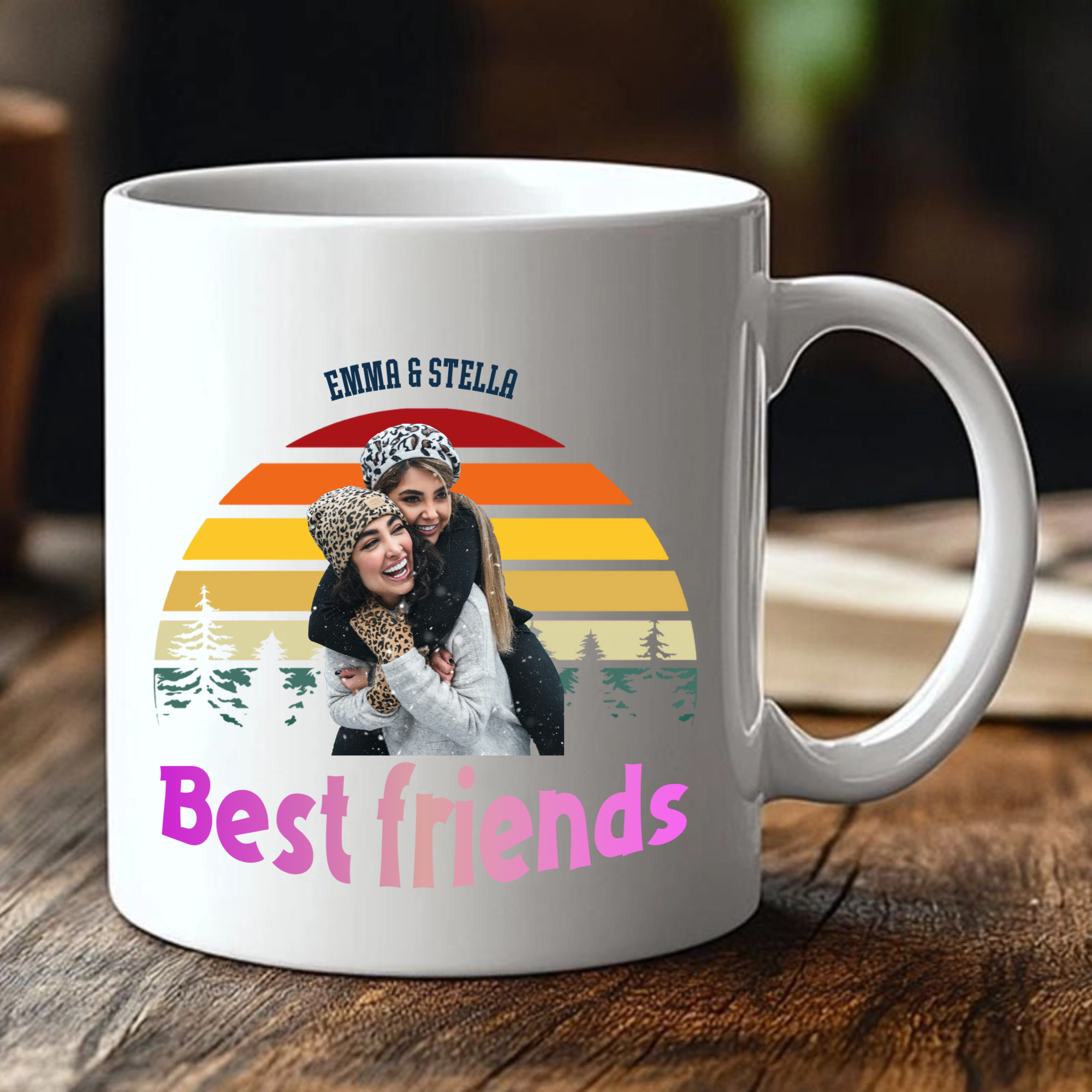 Personalized Group photo Mug, Gift for Friends, Couples, Family, Perfect for Good Times, Best Friends Forever, Daily Use and Gatherings