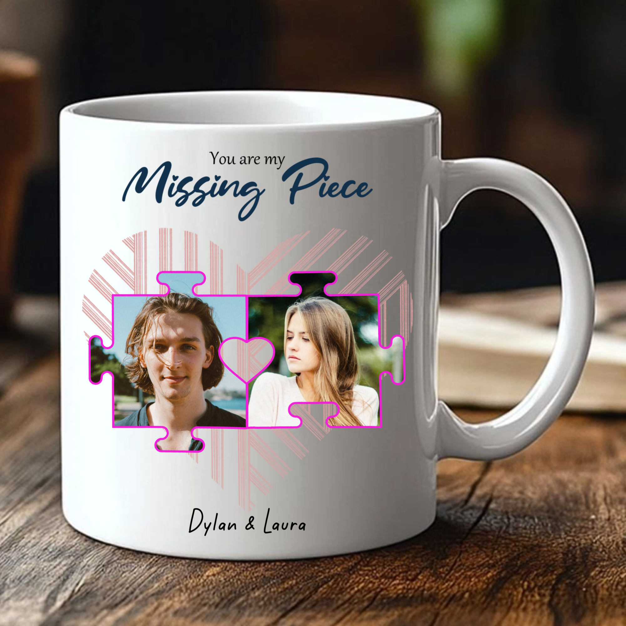 Personalized You Are My Missing Piece Photo Mug, Romantic Gift for Couples, Valentine‘s Day and Anniversary