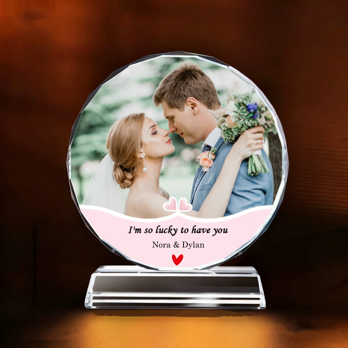 Personalized Crystal Photo Keepsake, Romantic Gift for Couples, Lovers, Perfect for Anniversary, Wedding, Christmas Celebration