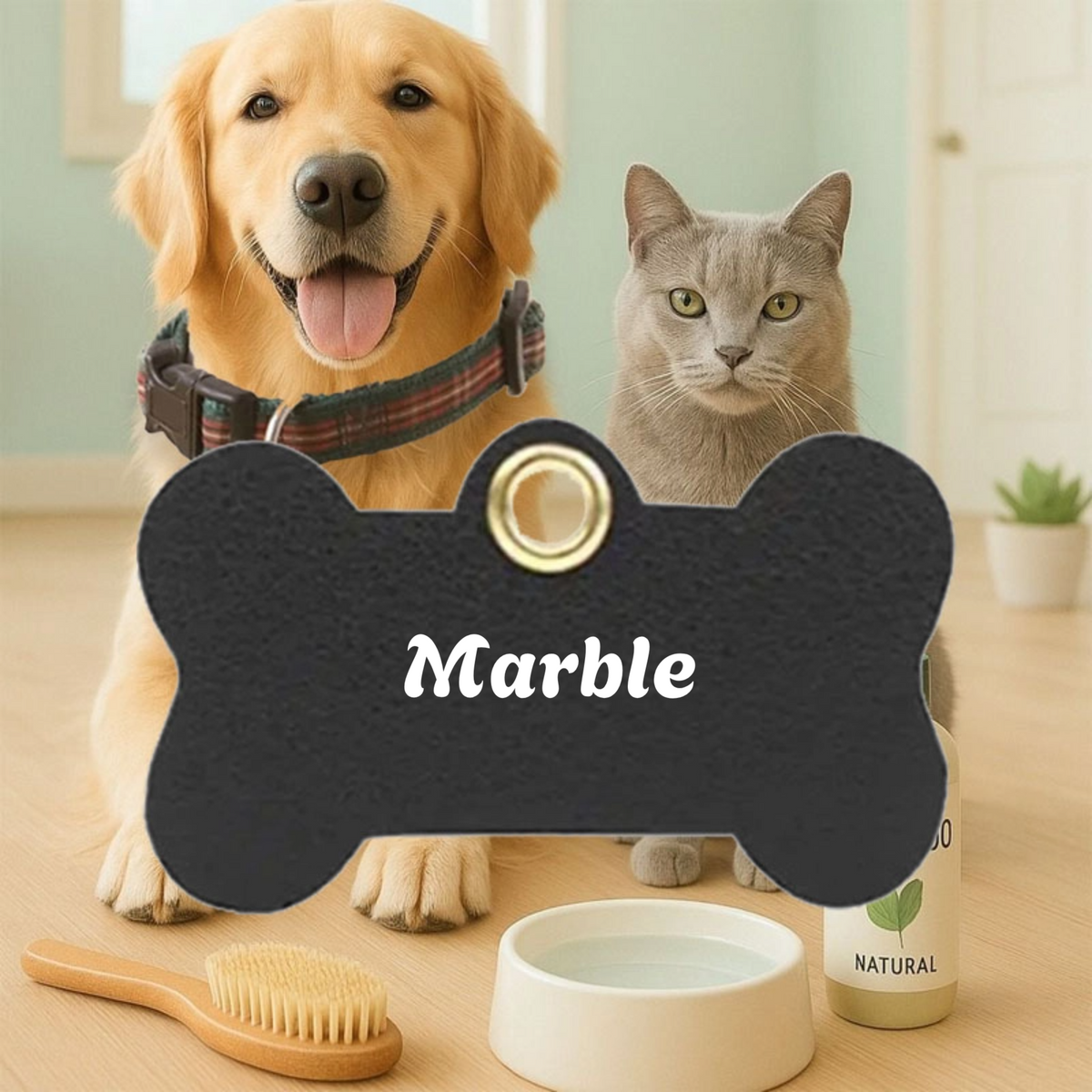 Personalized Bone-Shaped Pet ID Tag, PU Leather Pet Collar Tag, Gifts for Pet Owners on Birthdays and Holidays