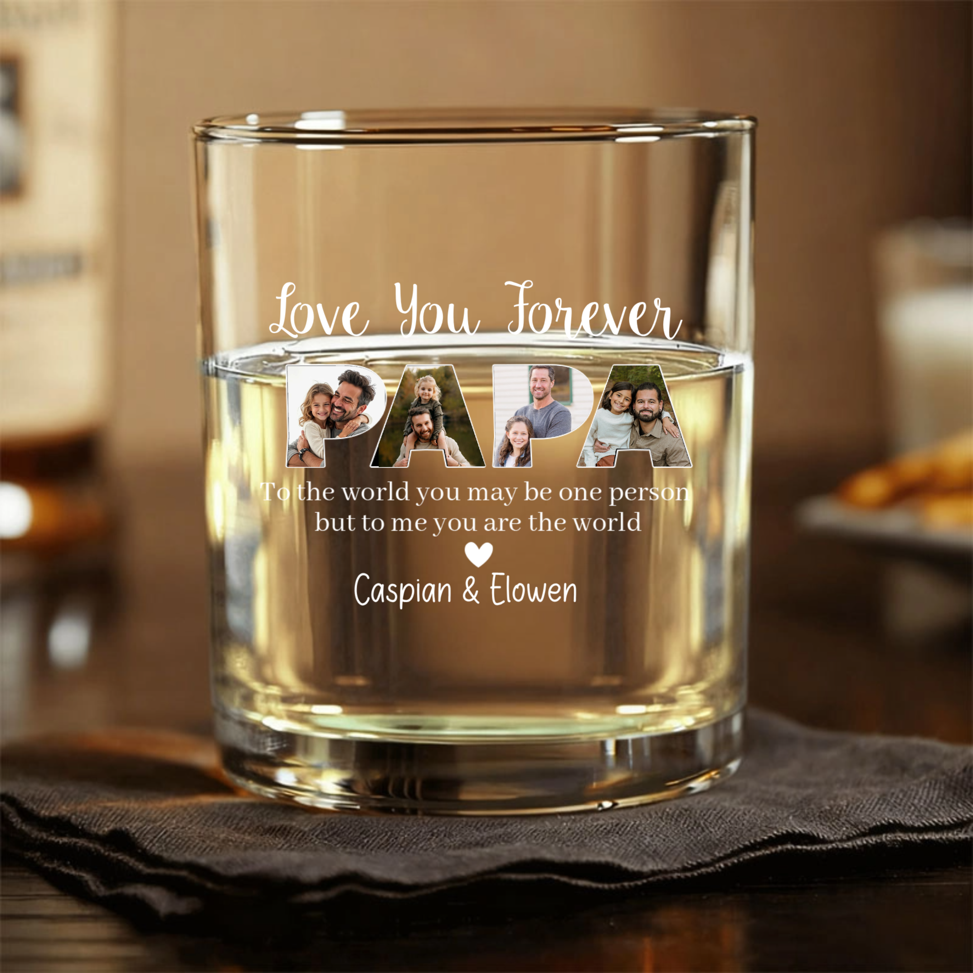 Personalized Whisky Glasses, Featuring Custom Happy Wishes and Photo Designs, are Thoughtful and Creative Gifts Suitable For any Occasion, Including Father's Day and Birthdays.