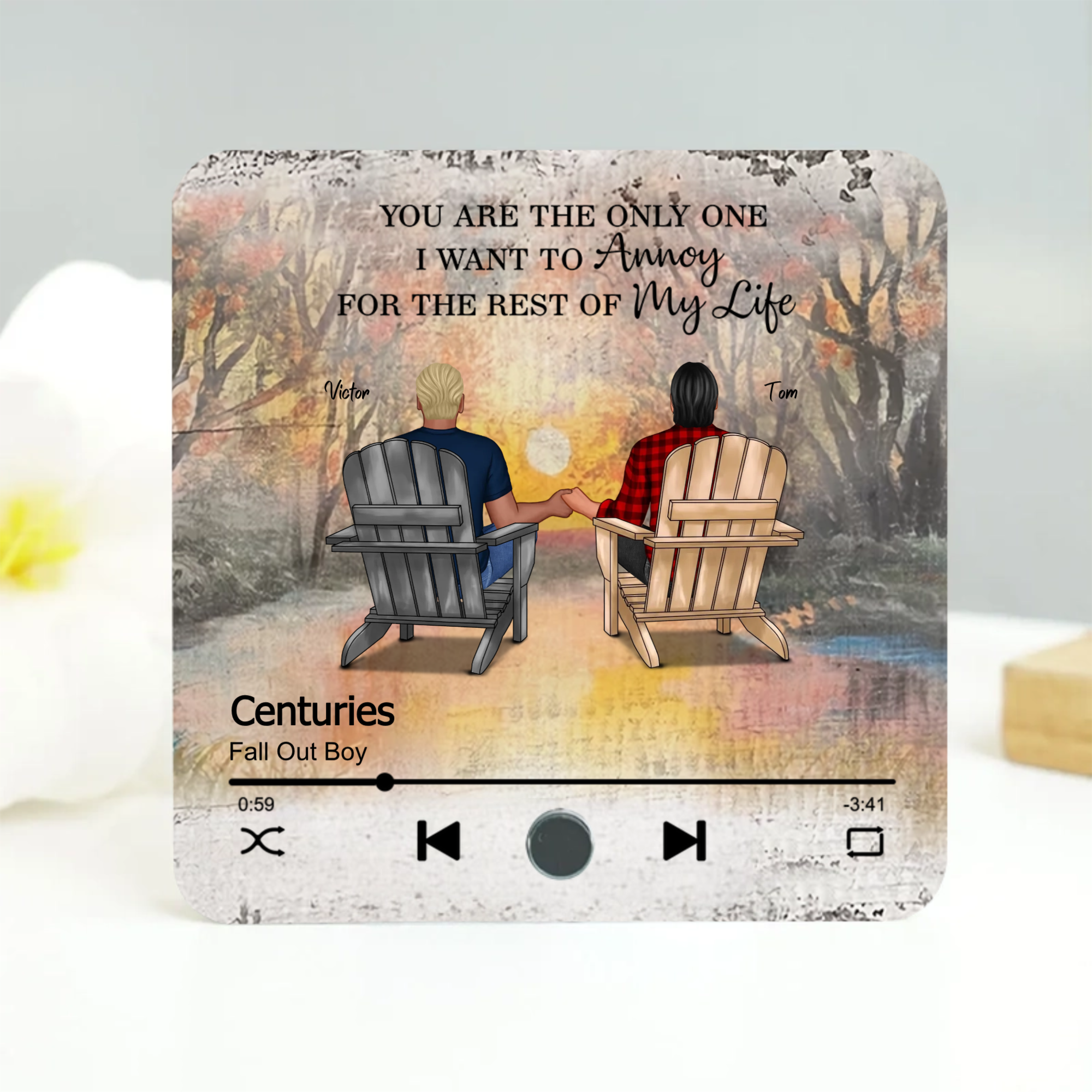 Romantic Couple Hand-in-Hand Acrylic Bluetooth Music Refrigerator Magnet — Personalized Anniversary and Valentine's Day Gift for Couples