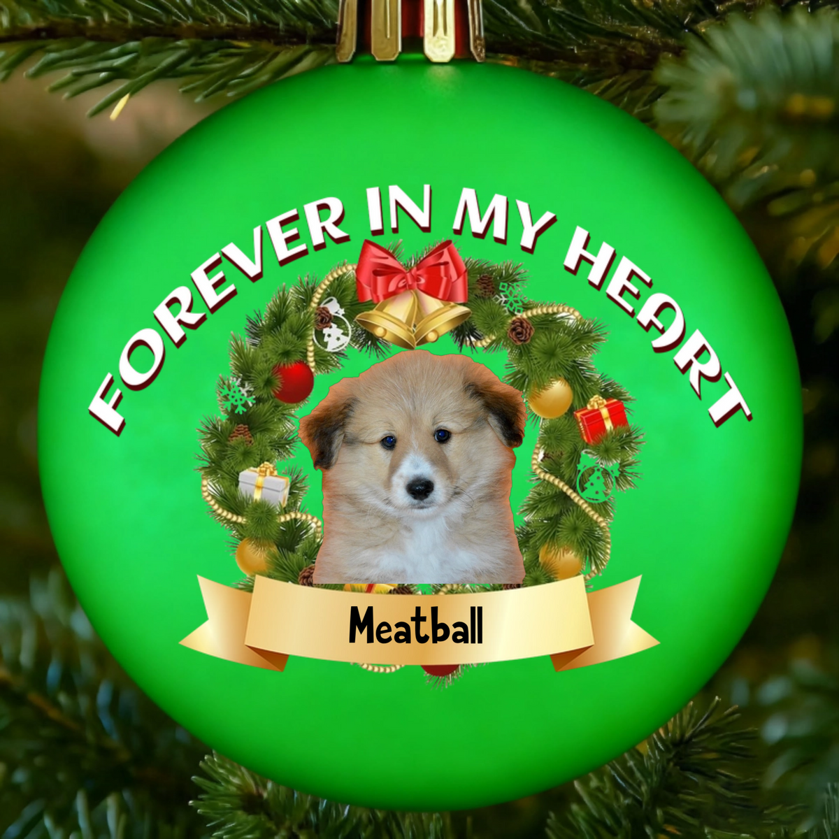 Custom Photo Colored Ball Ornament, Personalized Pet Christmas Gifts For Dogs, Cats