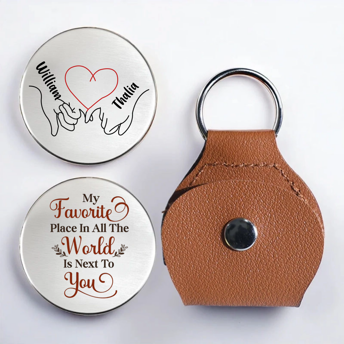 Personalized Stainless Steel Keychain, A Pocket Hug Only God Knows—Minimalist Hand-Holding, A Sweet Daily Reminder, A Creative Anniversary/Birthday Gift.
