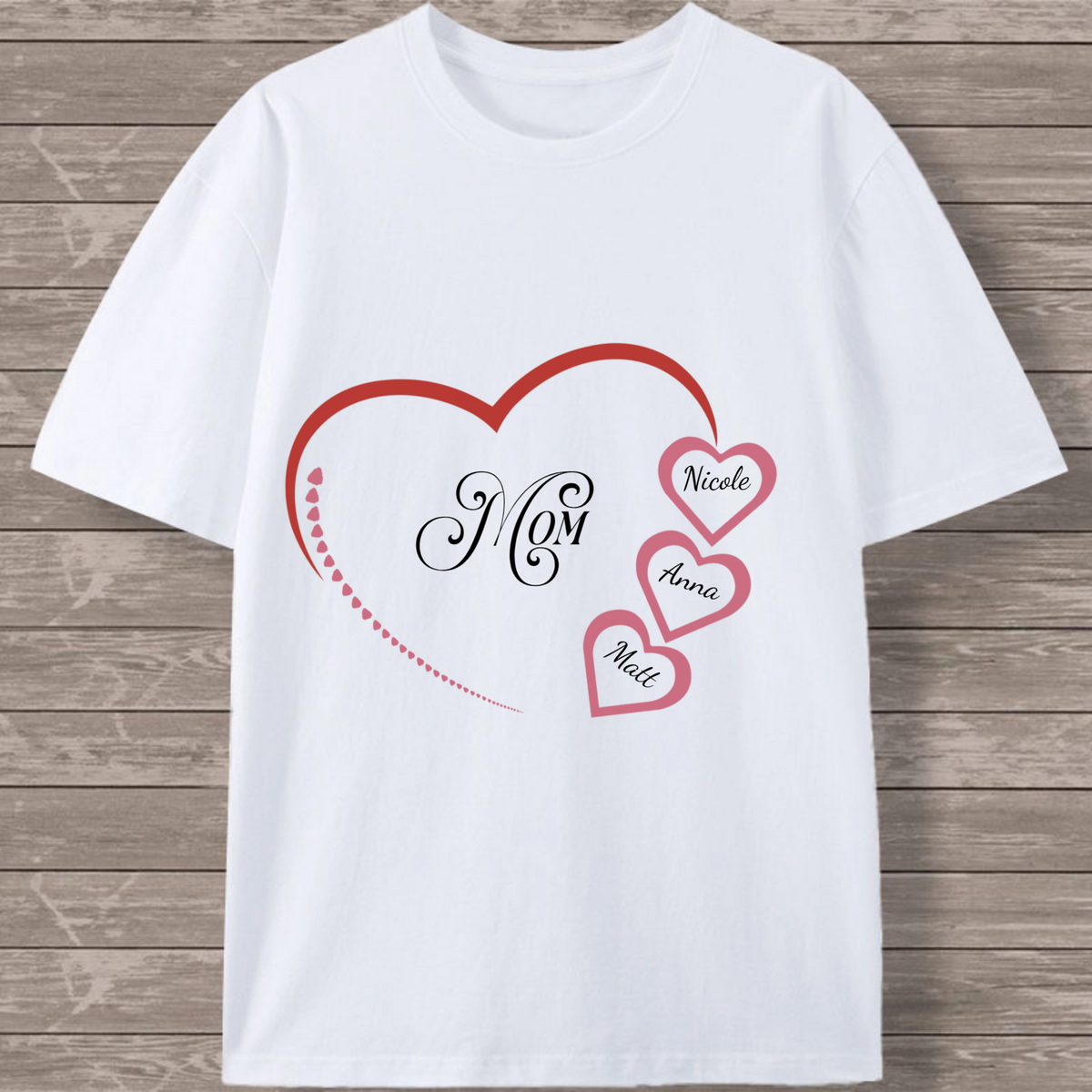 Mom Heart Custom Cotton T-shirt, Gift for Mom, Perfect for Mother's Day, Birthday, Family Appreciation
