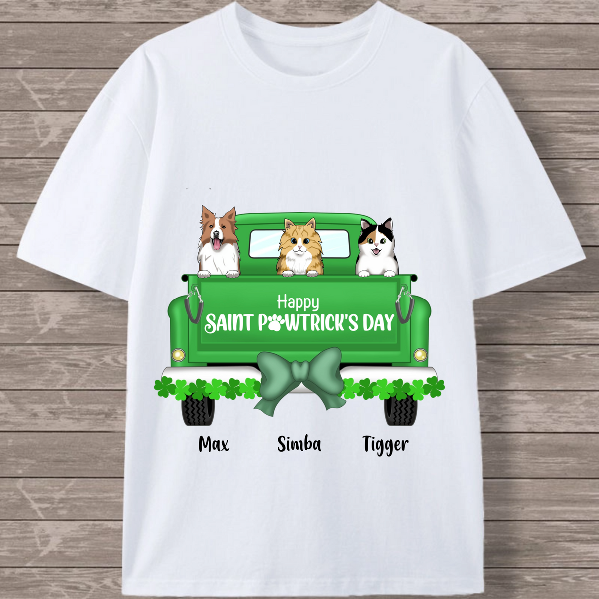Saint Pawtrick's Day Personalized Pet T-Shirt, Gift for Pet Lovers, Perfect for St. Patrick’s Day, Pet Birthdays
