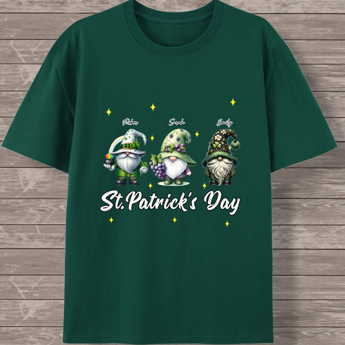 Lucky Gnomes Personalized St. Patrick’s Day T-Shirt, Gift for Family, Friends, Perfect for St. Patrick’s Day Party, Holiday Celebration, Unisex Fit