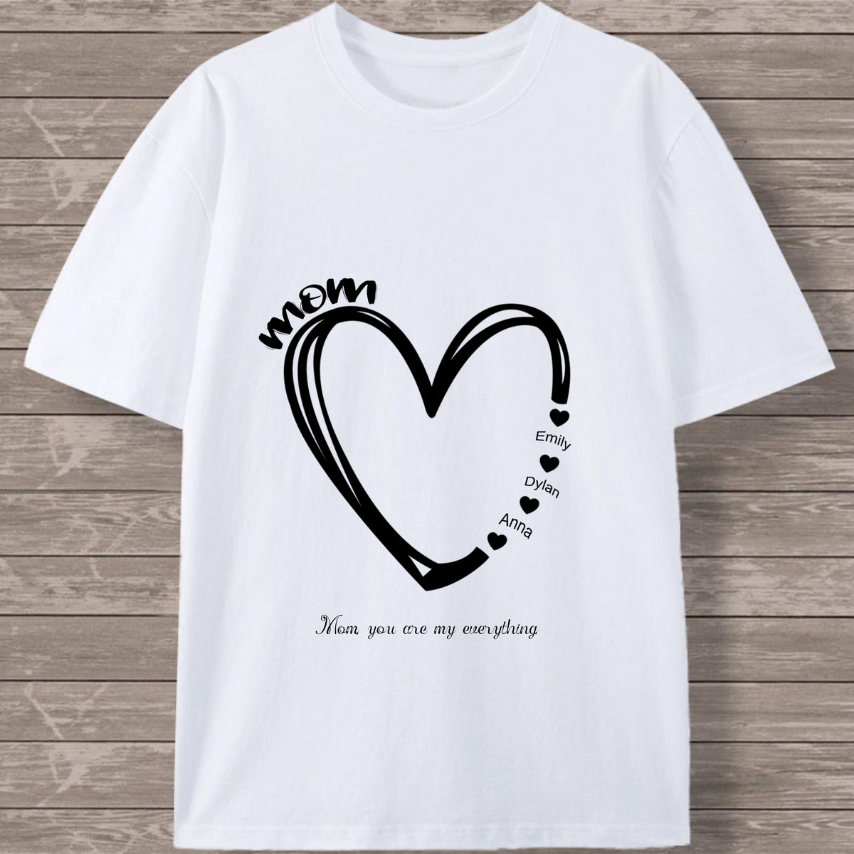 Heart Love Personalized Family T-Shirt, Gift for Grandma, Mother, Perfect for Mother's Day, Birthday, Family Appreciation