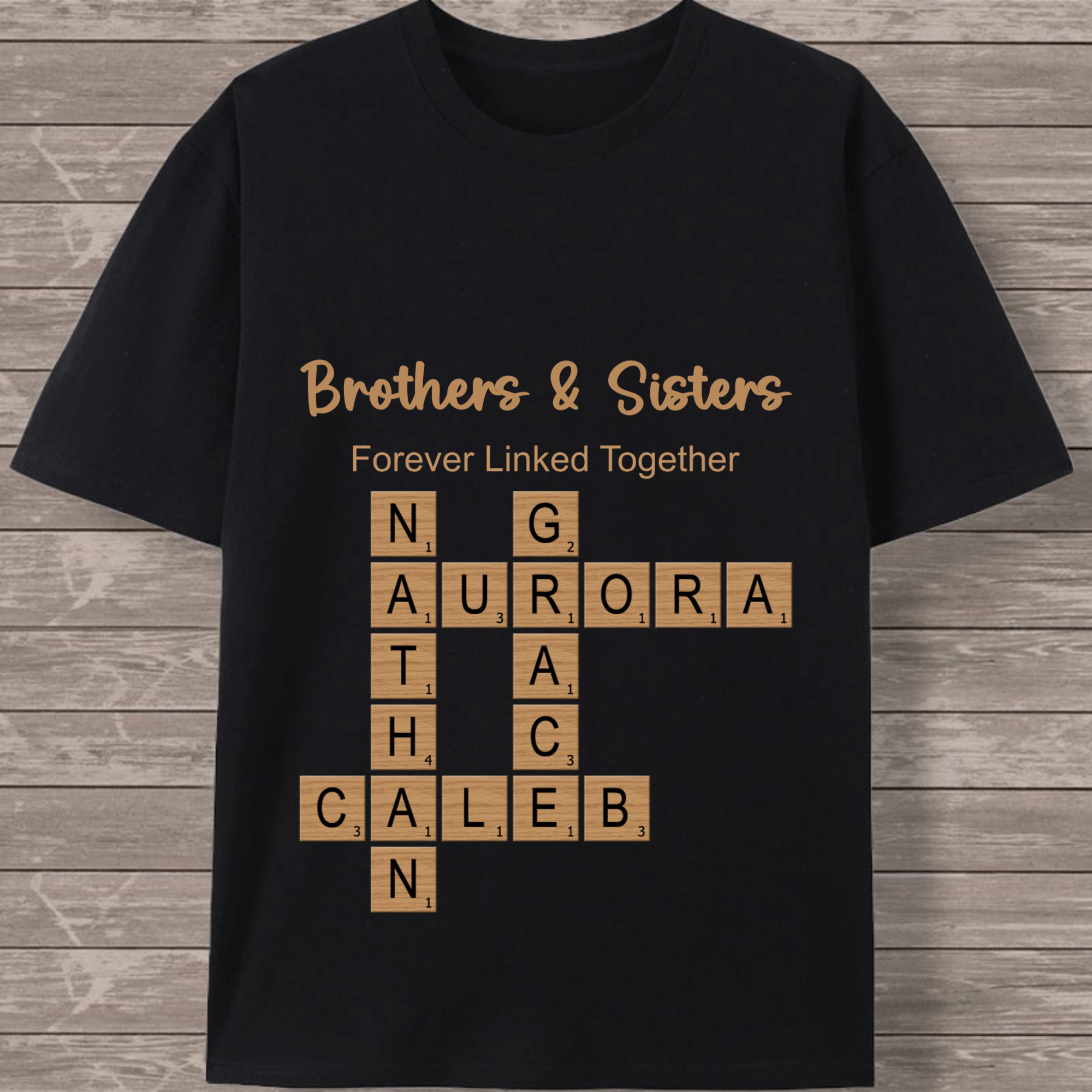 Names Crossword Custom Cotton T-shirt, Gift for Siblings, Family, Perfect for Reunions, Birthdays, Family Occasions