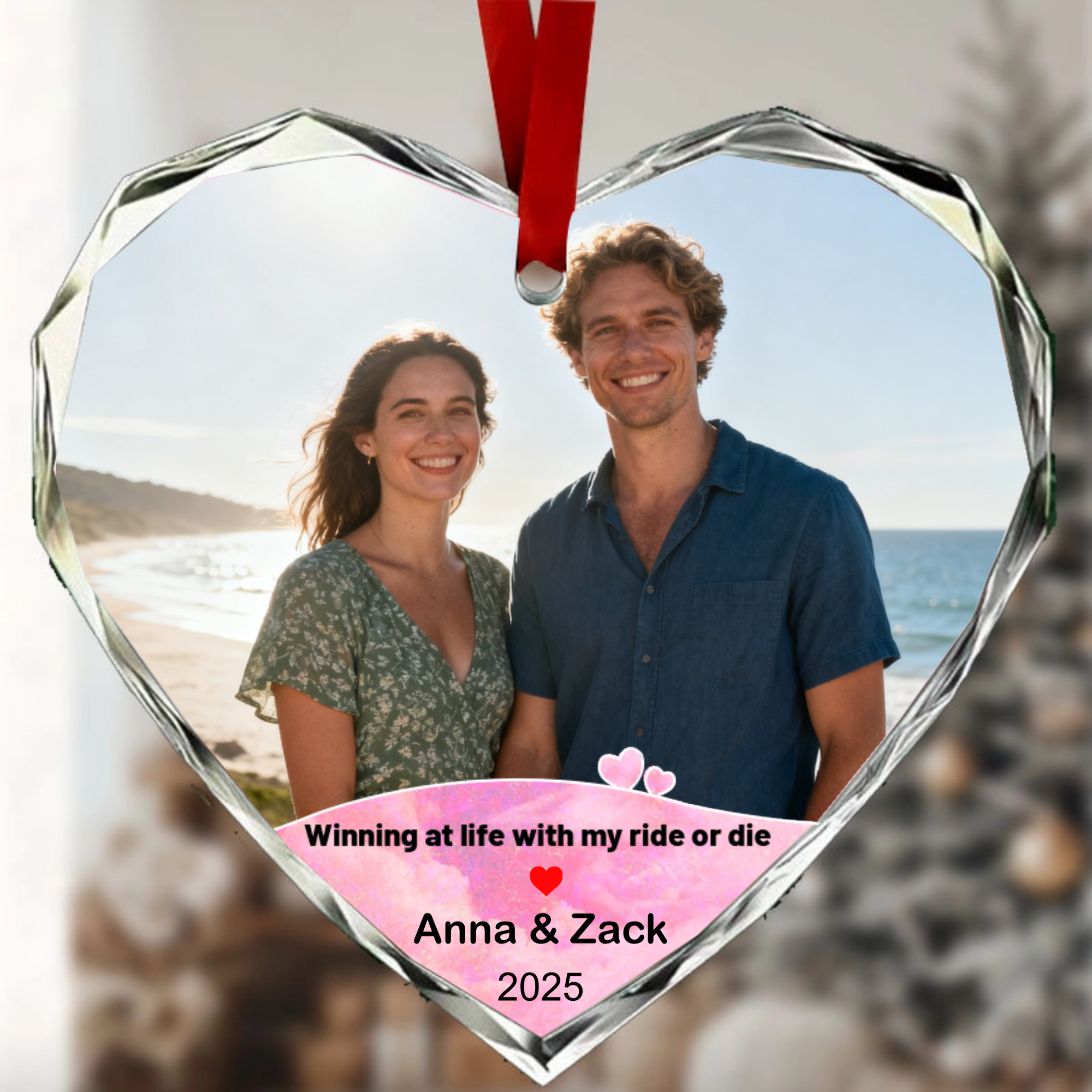 Heart Shape Crystal Photo Ornament, Romantic Gift for Couples, Lovers, Perfect for Anniversary, Valentine‘s Day