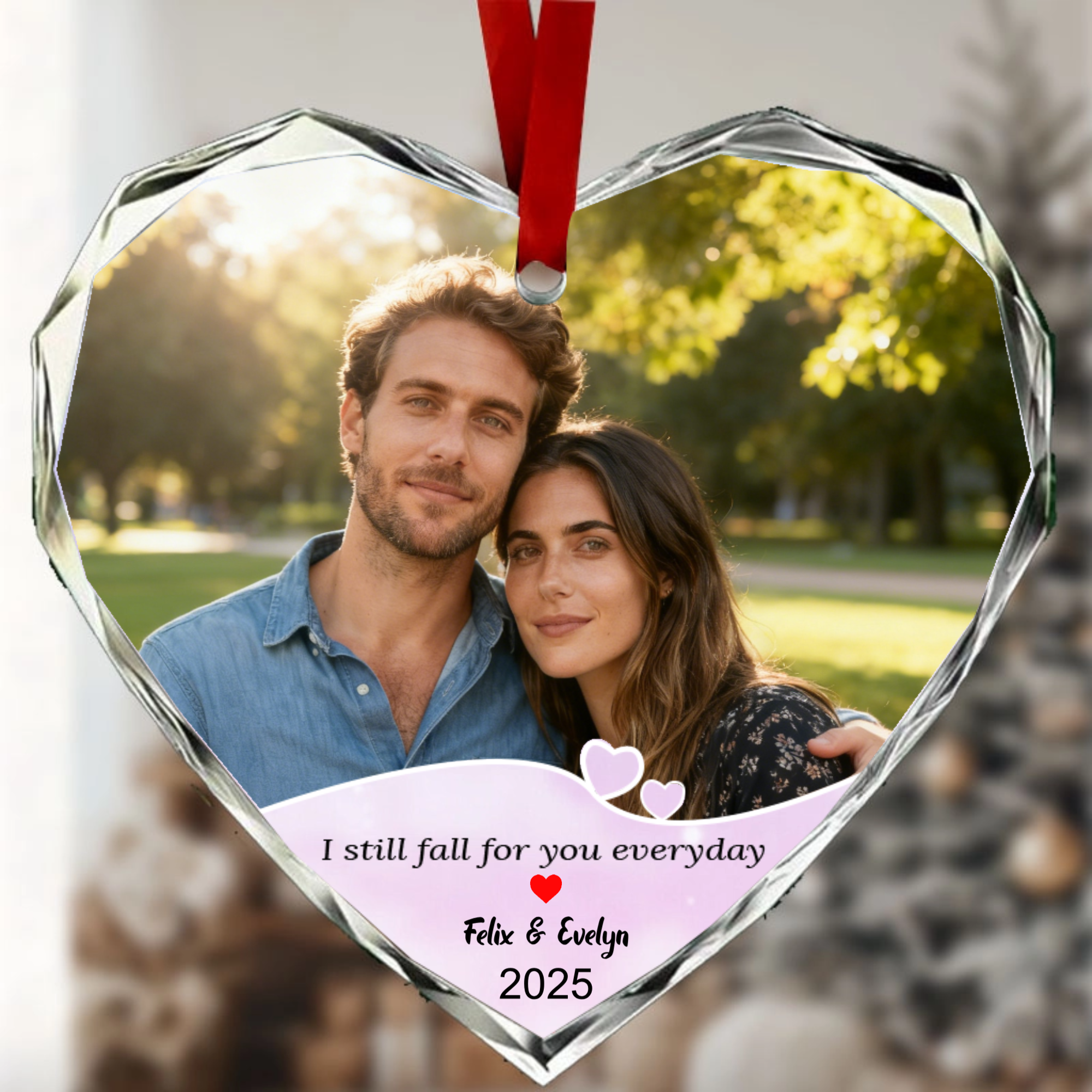 Heart Shape Crystal Photo Ornament, Romantic Gift for Couples, Lovers, Perfect for Anniversary, Valentine‘s Day, Wedding Celebration