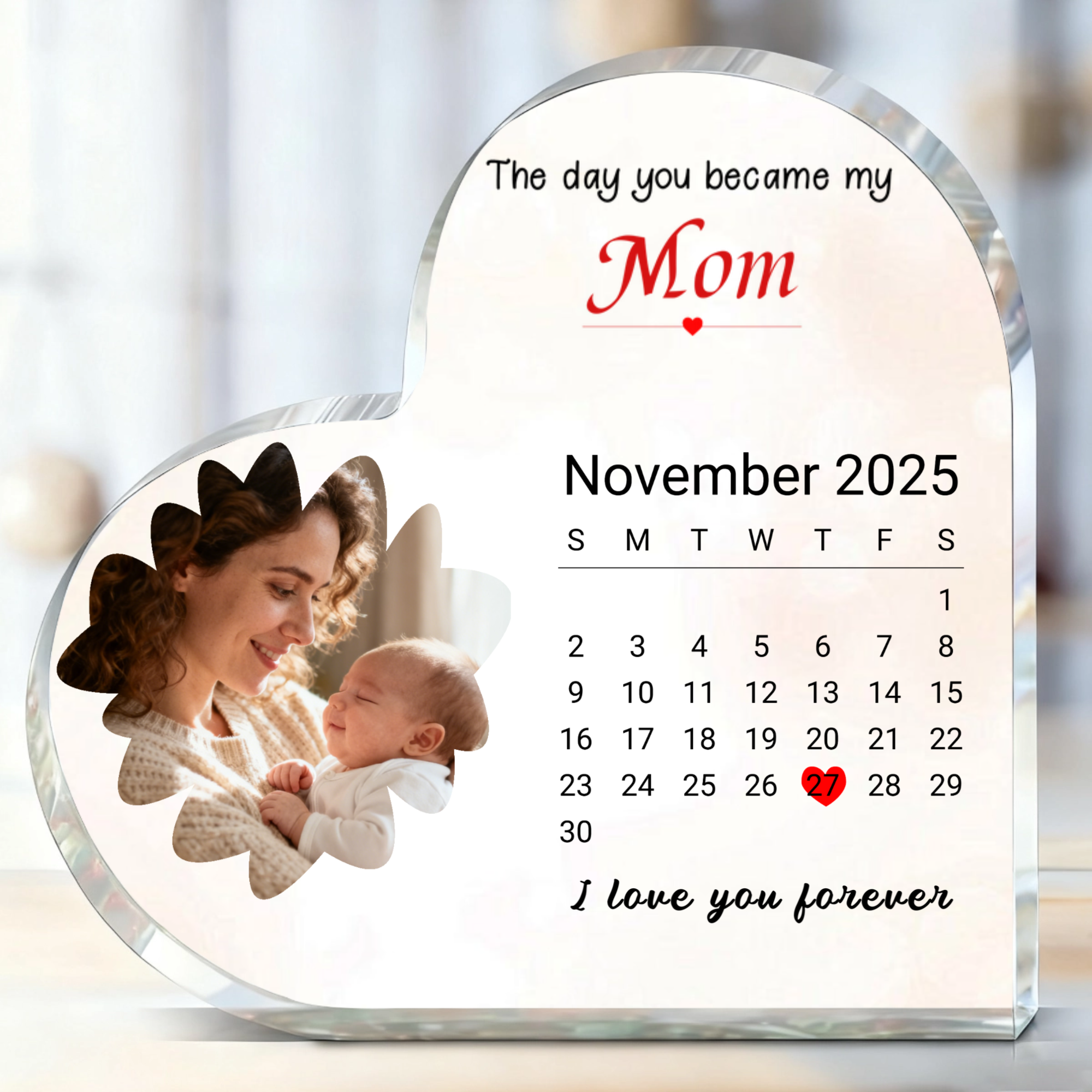 The Day You Become My Mom Personalized Photo Plaque, Keepsake for Mother‘s Day, New Mom, Perfect for Mother’s Gift