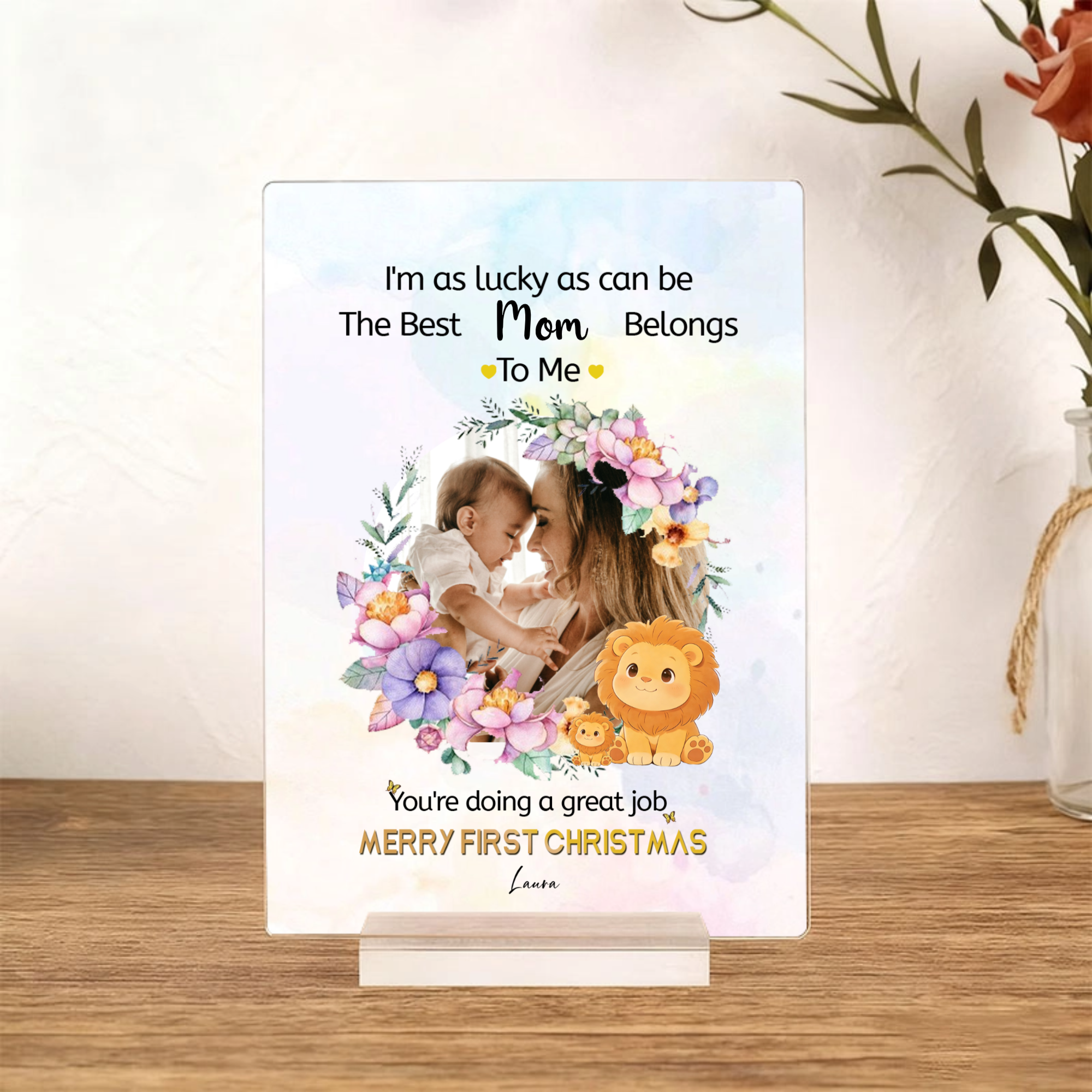 Personalized Baby Plaque, Gift for Mom, New Mothers, Perfect for Mother’s Day, First Christmas, Baby Celebration