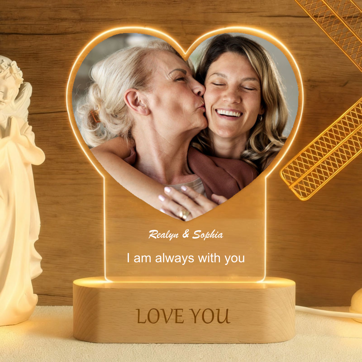 Love You Personalized Night Light Plaque for Couples, Mom, Dad, Grandparents & More Loved Ones