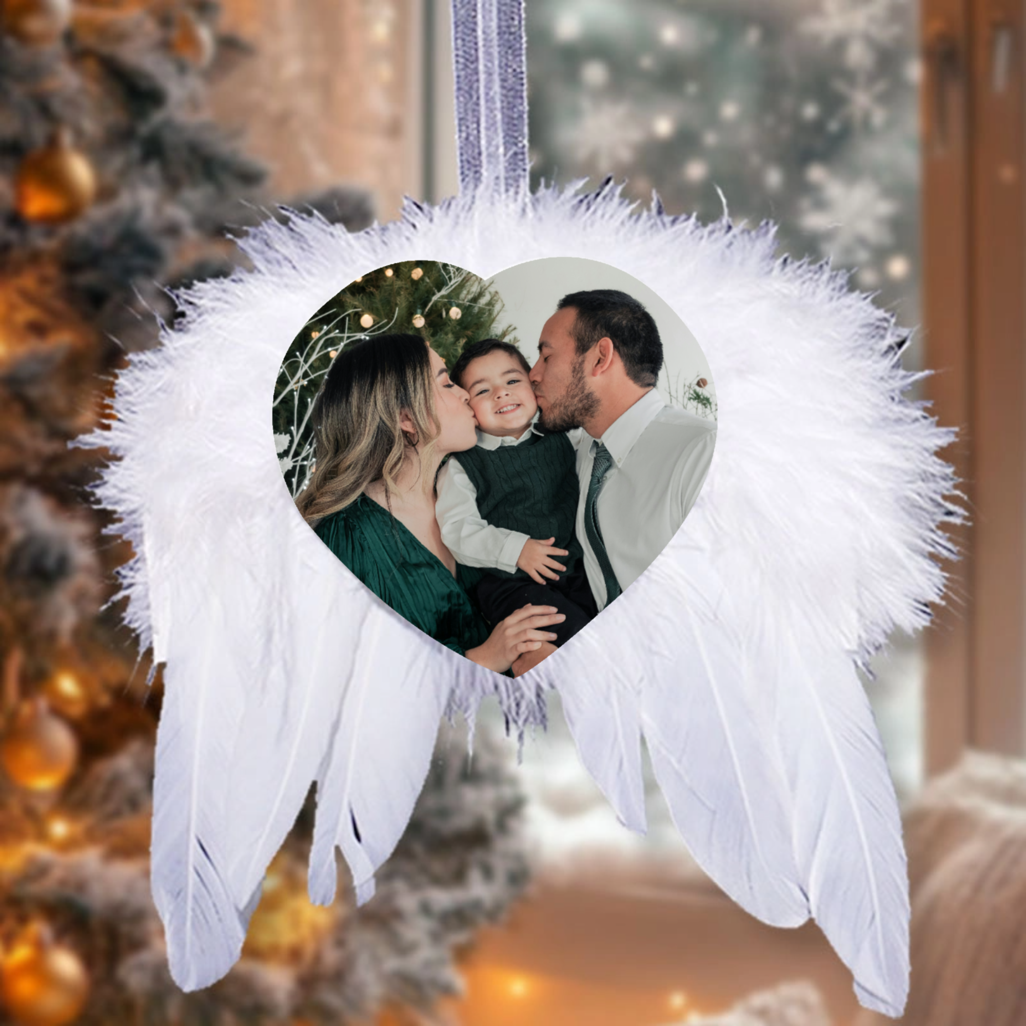Angel Feather Personalized Photo Ornament, Personalized Gift for Family, Couples, Pet Lovers, Perfect for Christmas Tree, Anniversary Celebration