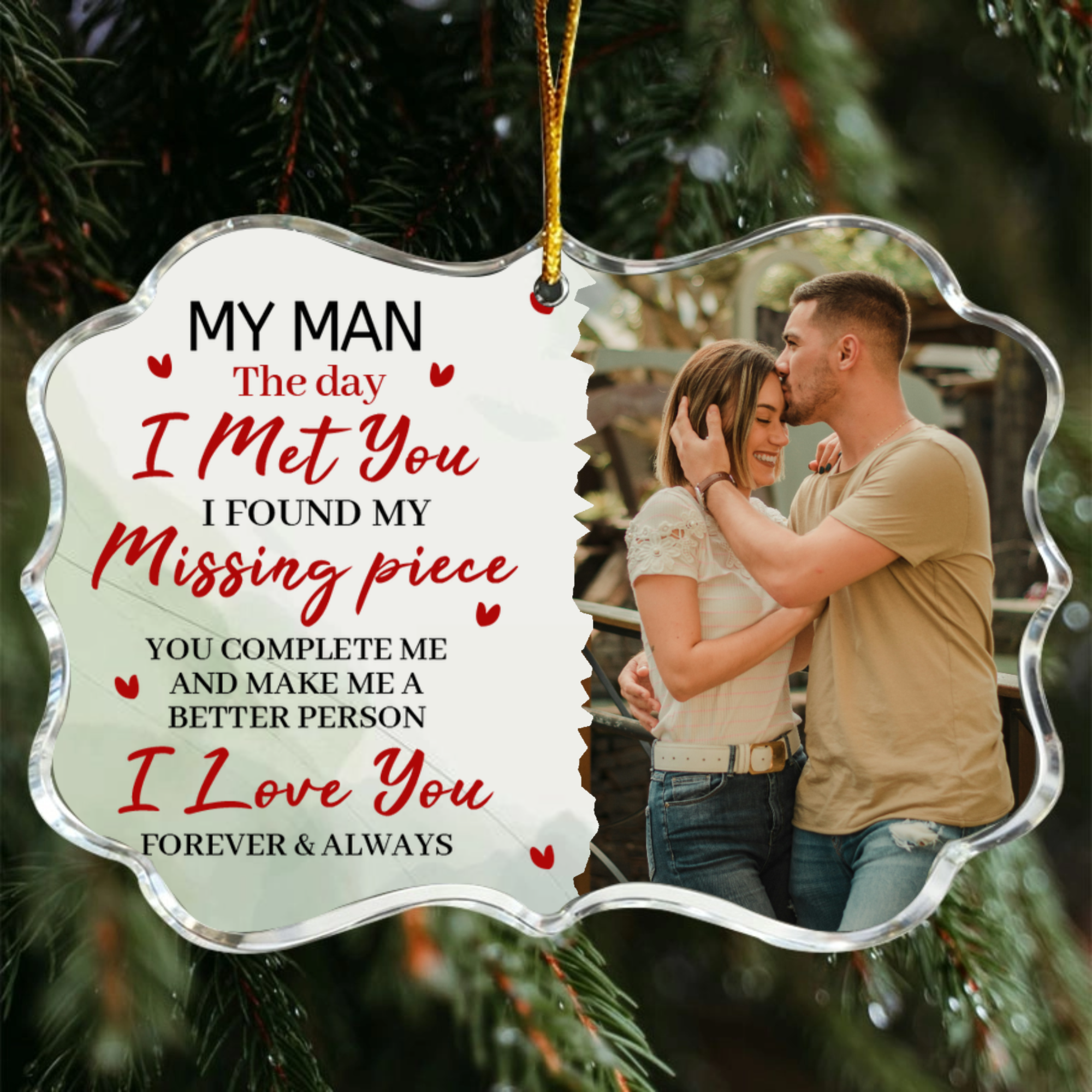 I Found My Missing Piece Personalized Photo Pendant, Gift for Couples, Perfect for Anniversary, Wedding, Romantic Occasion