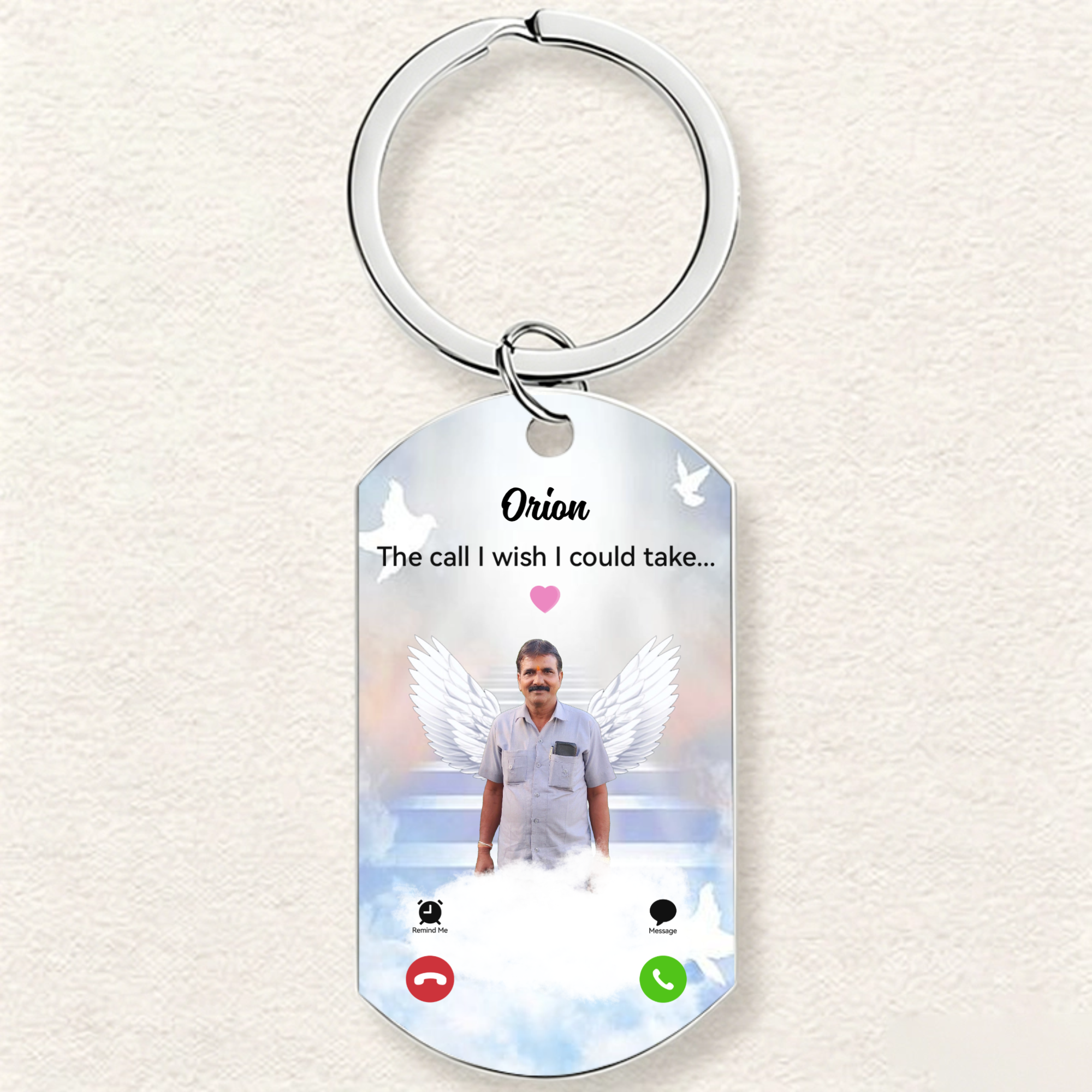 How I Wish I Could Answer That Phone Call—A Commemorative Gift, A Personalized Stainless Steel Keychain, With Custom Photos and Text, A Gift For Friends and Family.