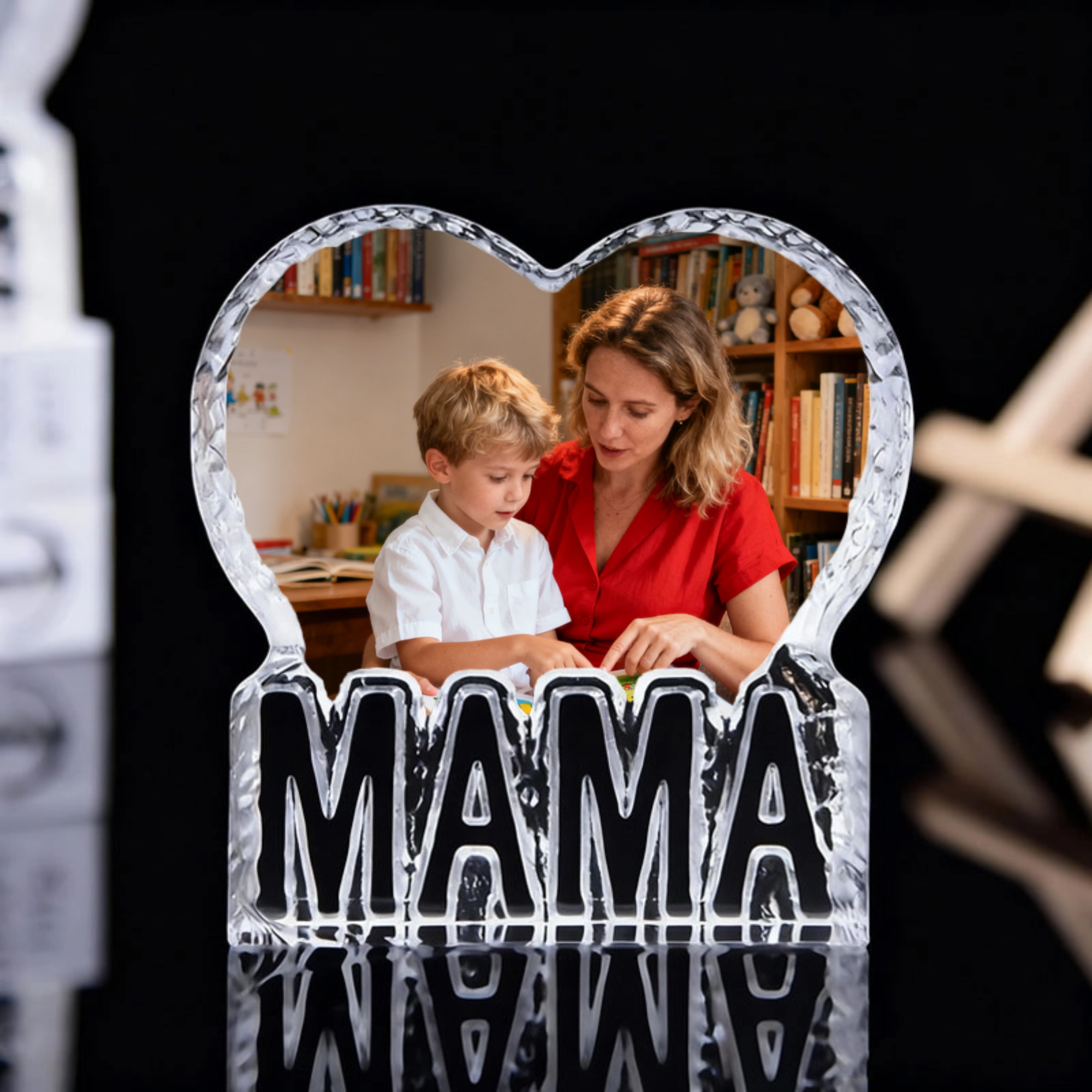 Personalized Heart Shape Crystal Photo Stand, Gift for Mother, Perfect for Mother's Day, Birthday, Family Celebration
