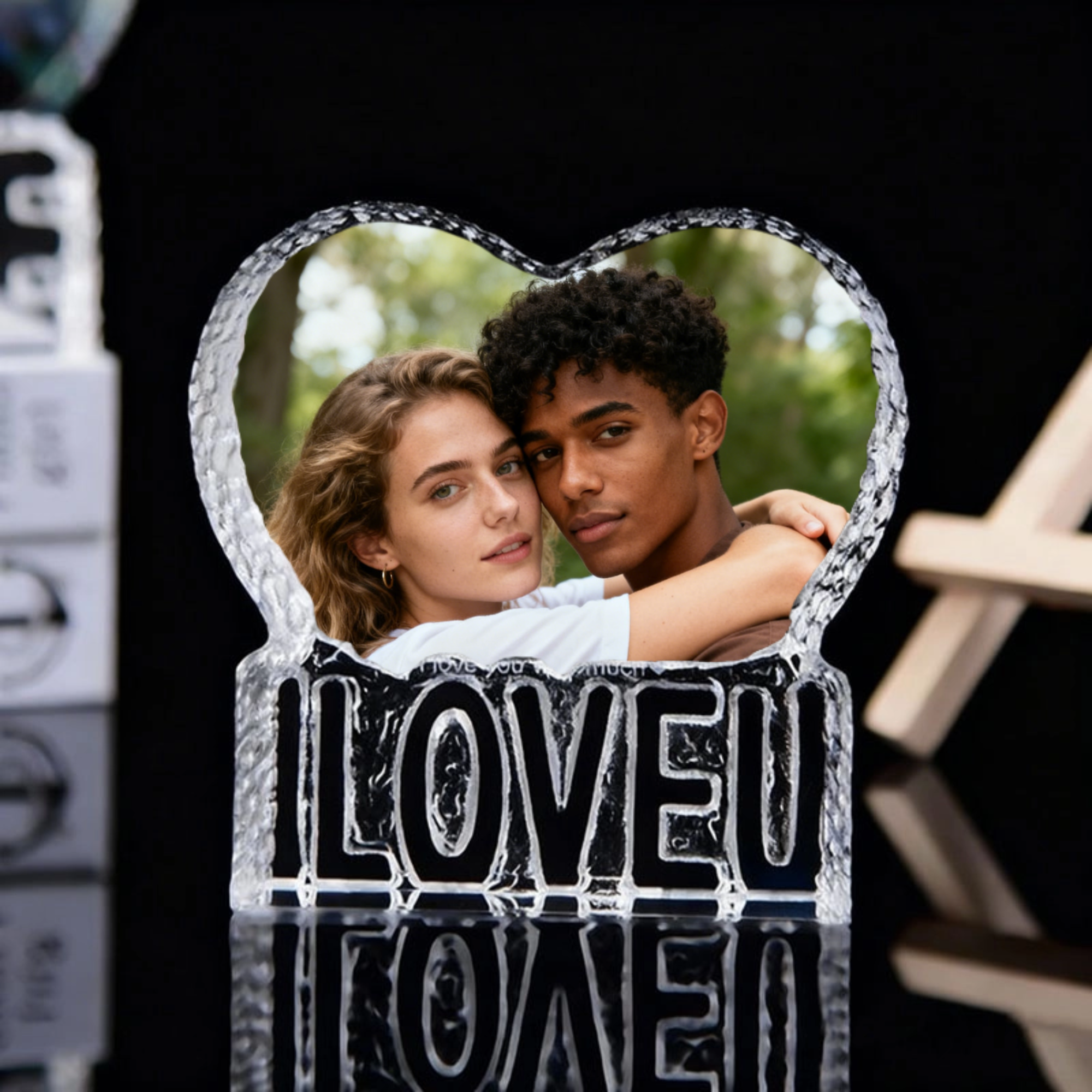 I LOVE U Heart Shape Photo Stand, Romantic Gift for Couples, Lovers, Perfect for Anniversary, Valentine‘s Day, Wedding Celebration