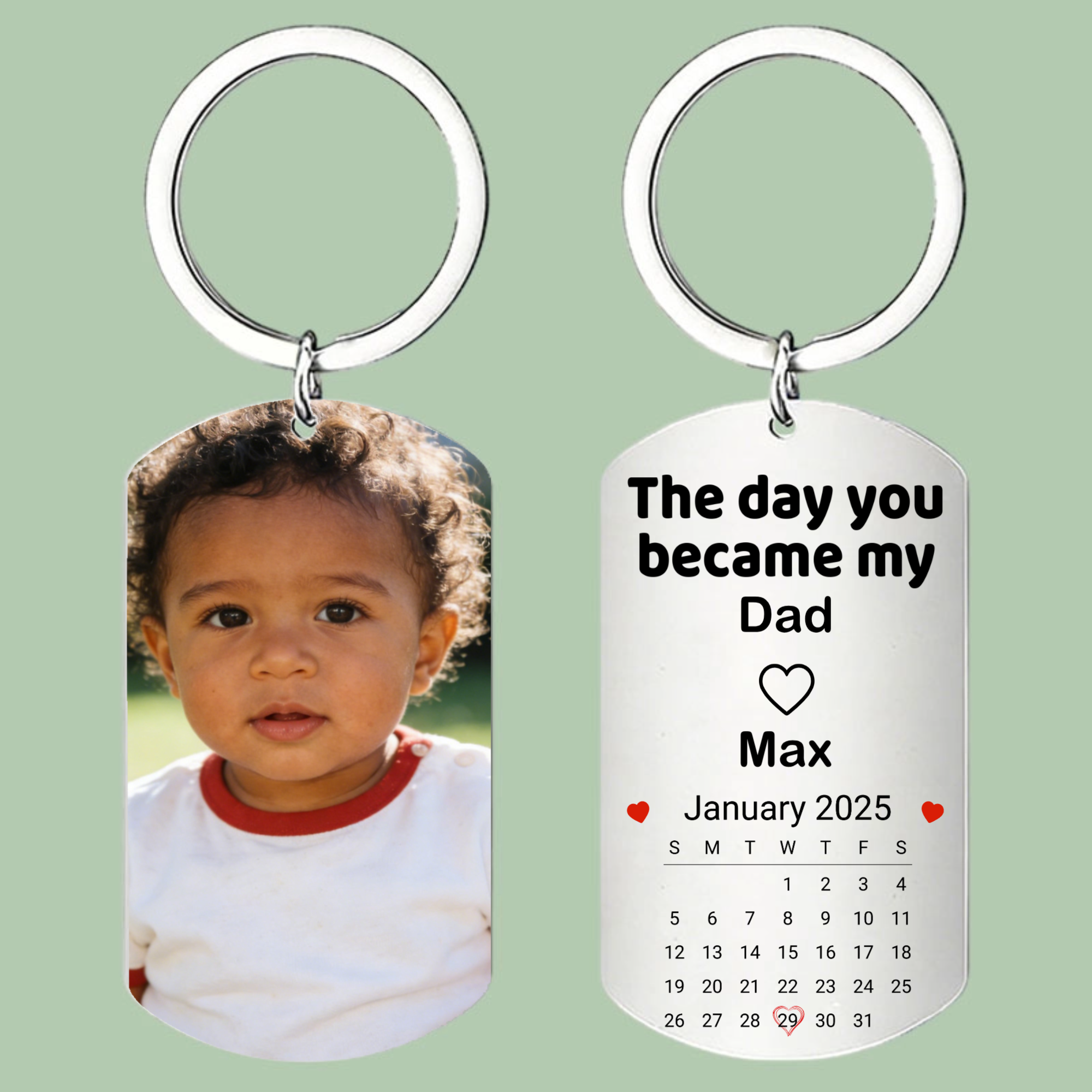The Day You Became My Mom/Dad Personalized Keychain, Gift for New Parents, Baby Shower, Perfect for Mother’s Day, Father’s Day, Newborn Celebration