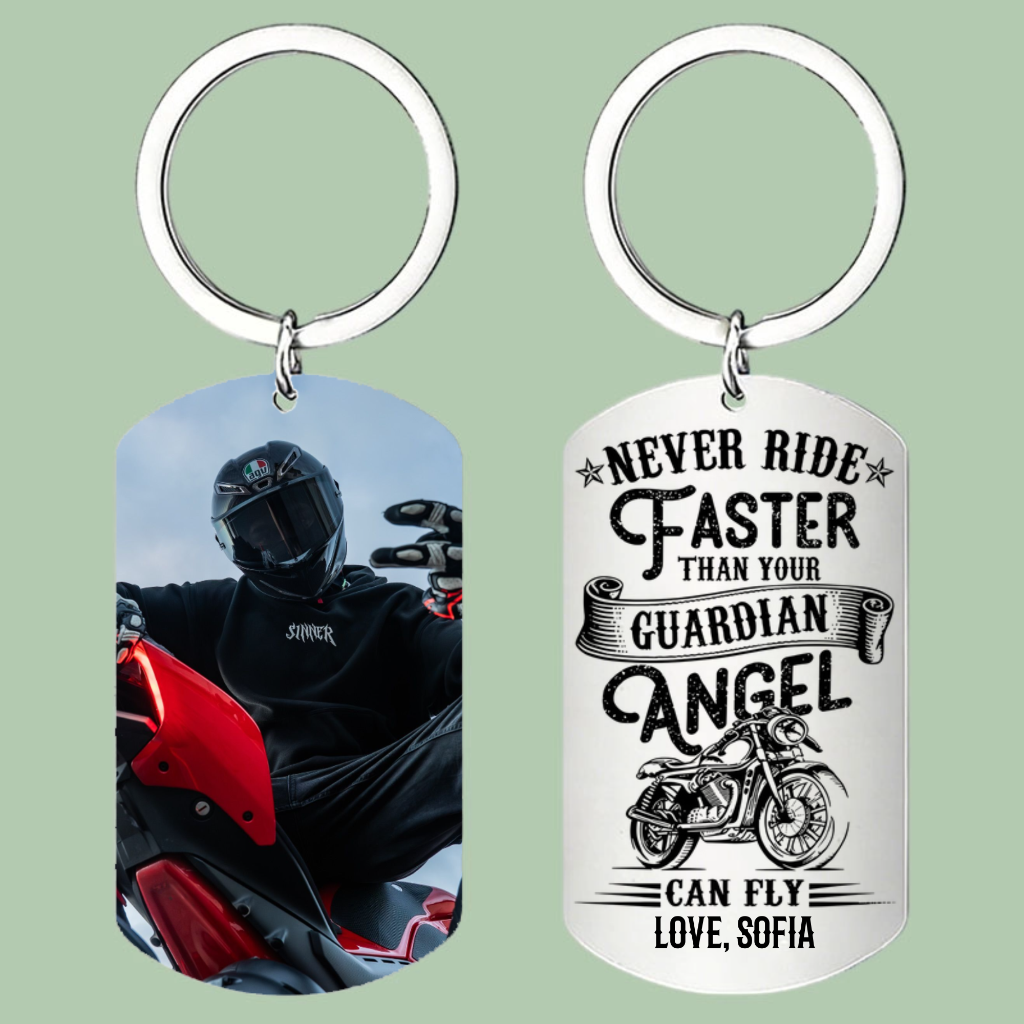 Personalized Biker Keychain Design, Custom Motorcycle Tag Gift For Motorcycle Lovers