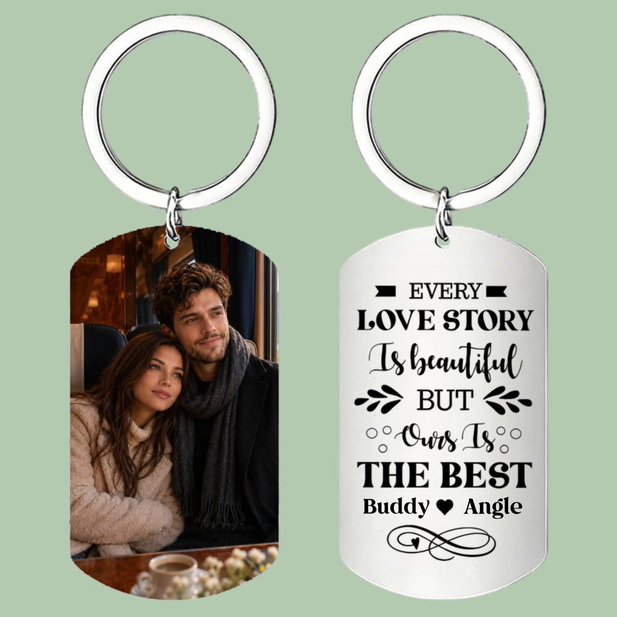 Personalized Photo & Quote Design, Custom Stainless Steel Keychain, The Perfect Gift For Couples