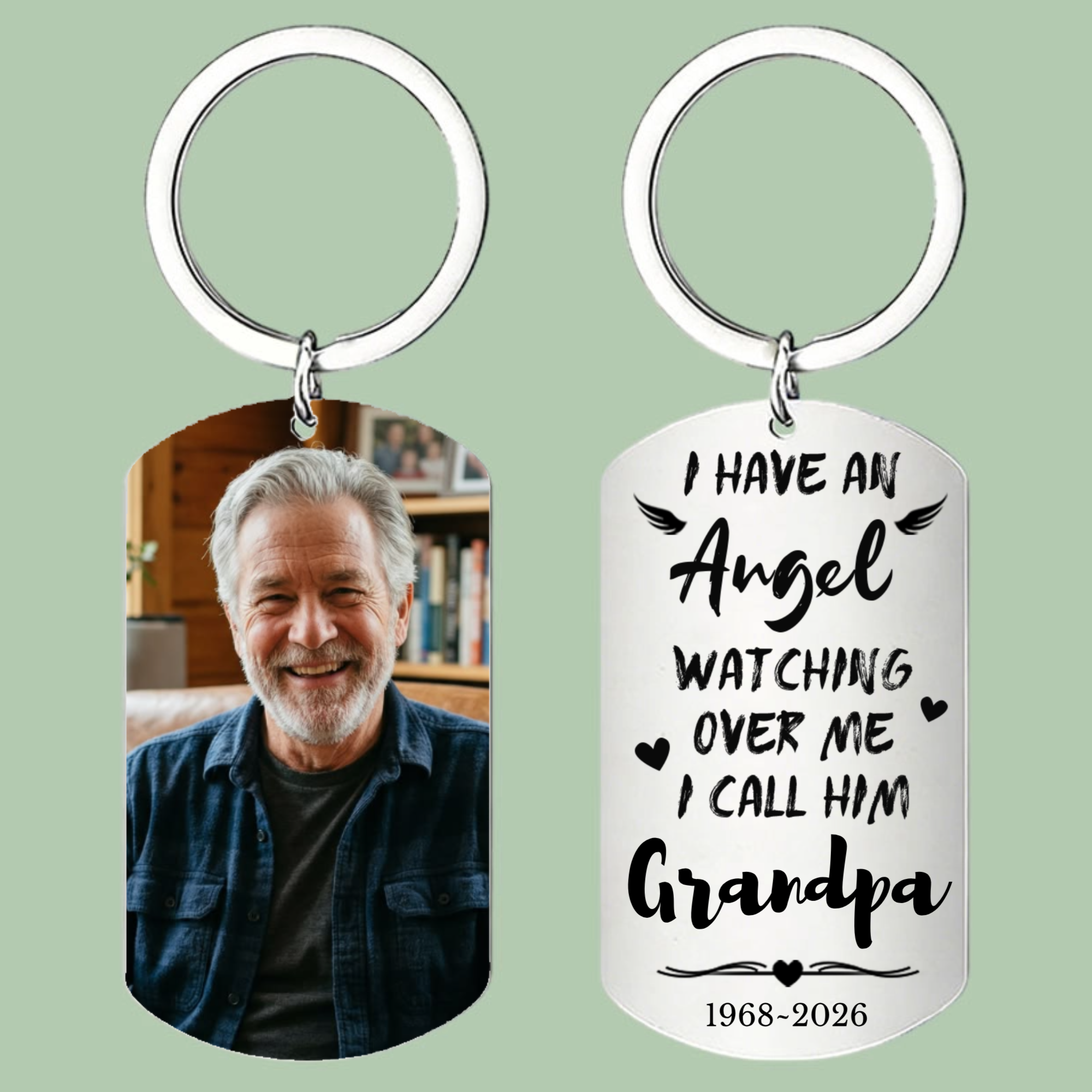 Personalized Stainless Steel Keychains, Custom With Text and Photos, Perfect For Remembering Deceased Loved ones or as a Leepsake For Family Members.