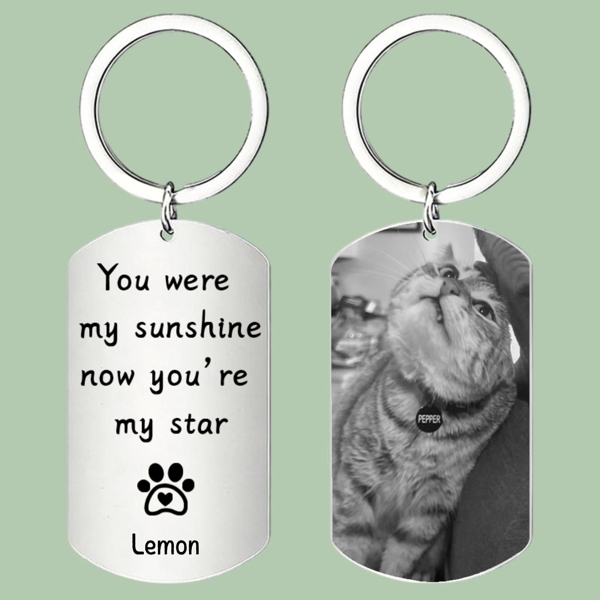Personalized Stainless Steel Keychain – Custom Pet Portrait And Memorial Keepsake; A Commemorative Gift Designed For Dog And Cat Lovers, Suitable For Offering Comfort And Honoring A Beloved Pet's Memory.