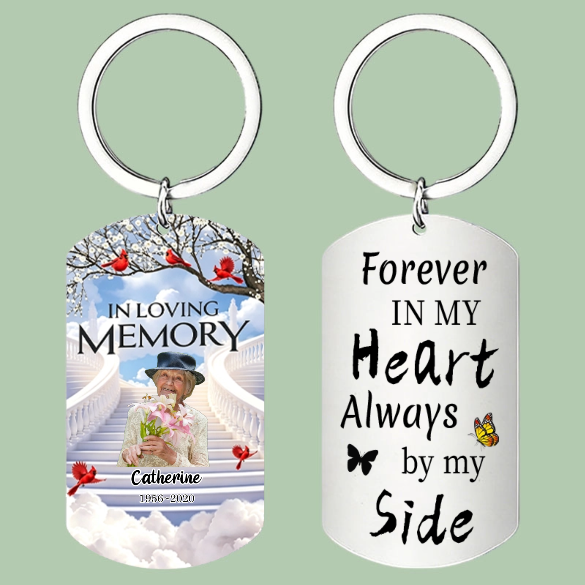 "I Will Carry You With Me" — Personalized Photo Keychain: A Comforting Gift for Those Mourning the Loss of a Loved One, Friend, or Partner