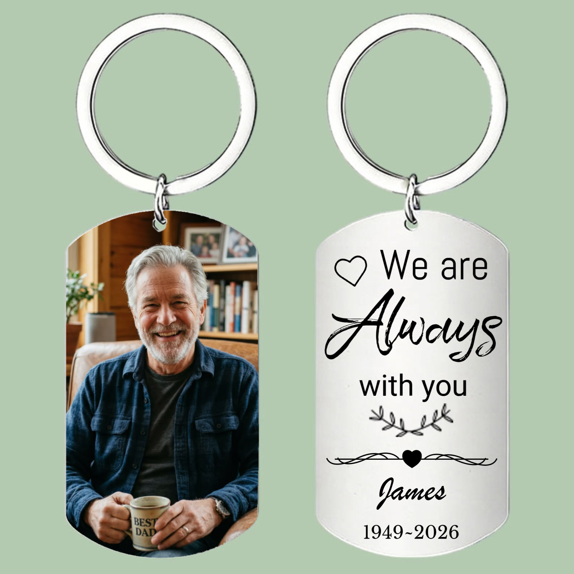 Personalized Stainless Steel Commemorative Keychains, A Memorial Gift To Remember Deceased Loved Ones And To Express Condolences And Grief To Family And Friends.