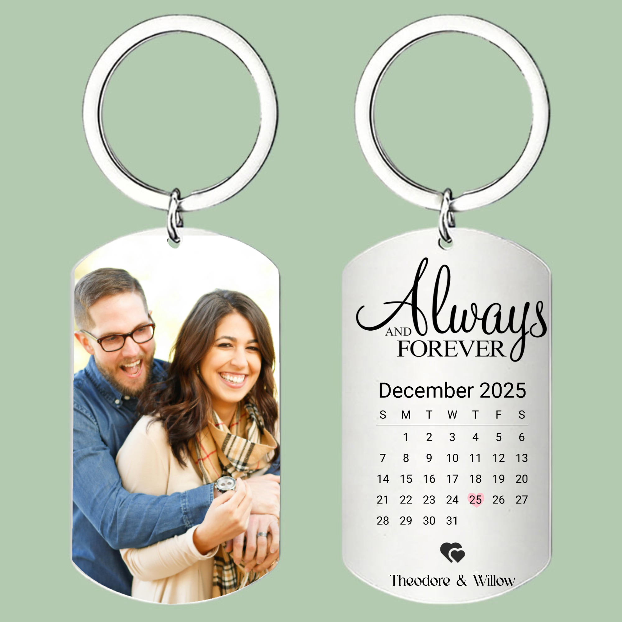Personalized Couple Picture Keychain, Gift for Couples, Lovers, Perfect for Anniversary, Valentine's Day, Christmas