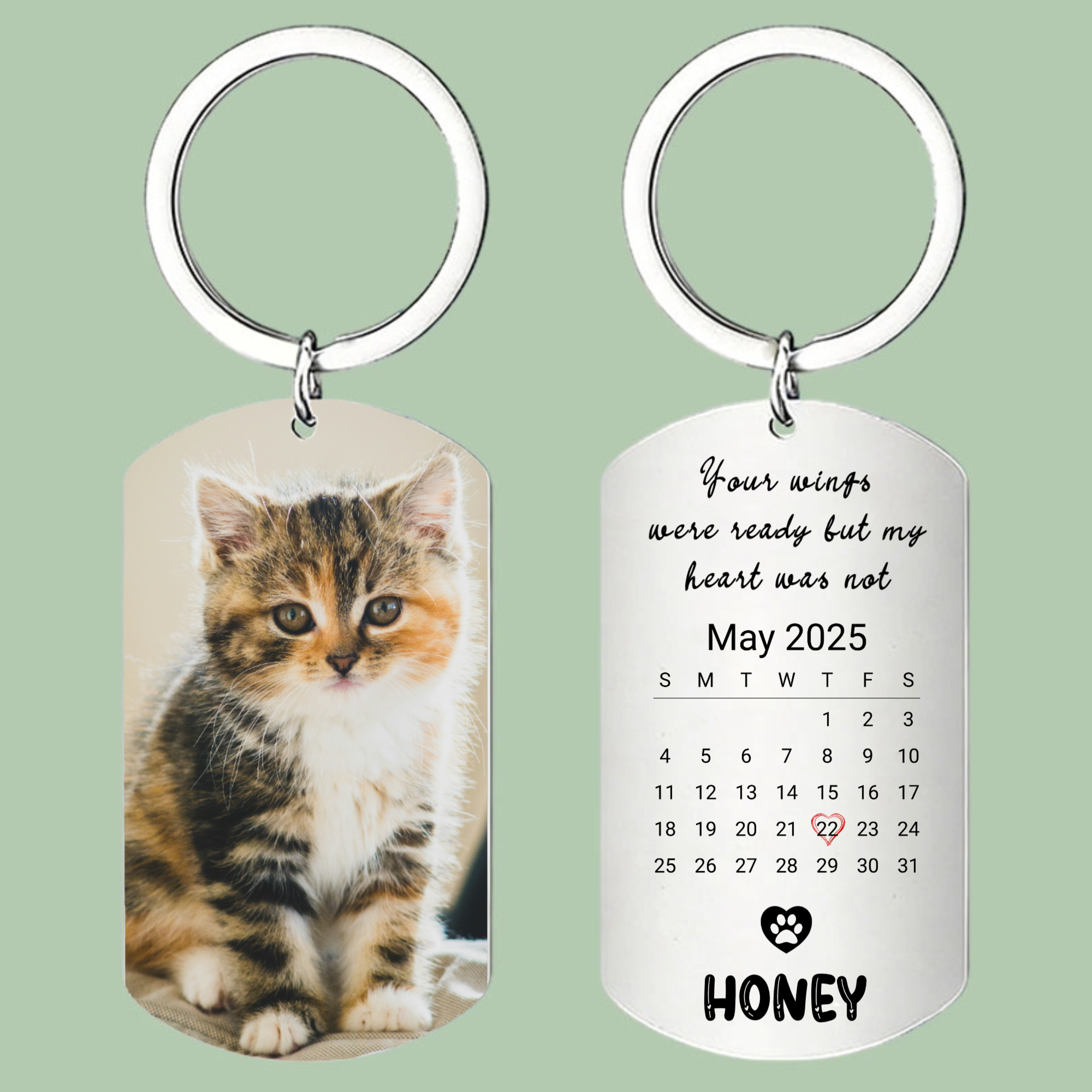 Memorial Pet Keychain, Perfect for Remembering Loved Pets, Cats, Dogs