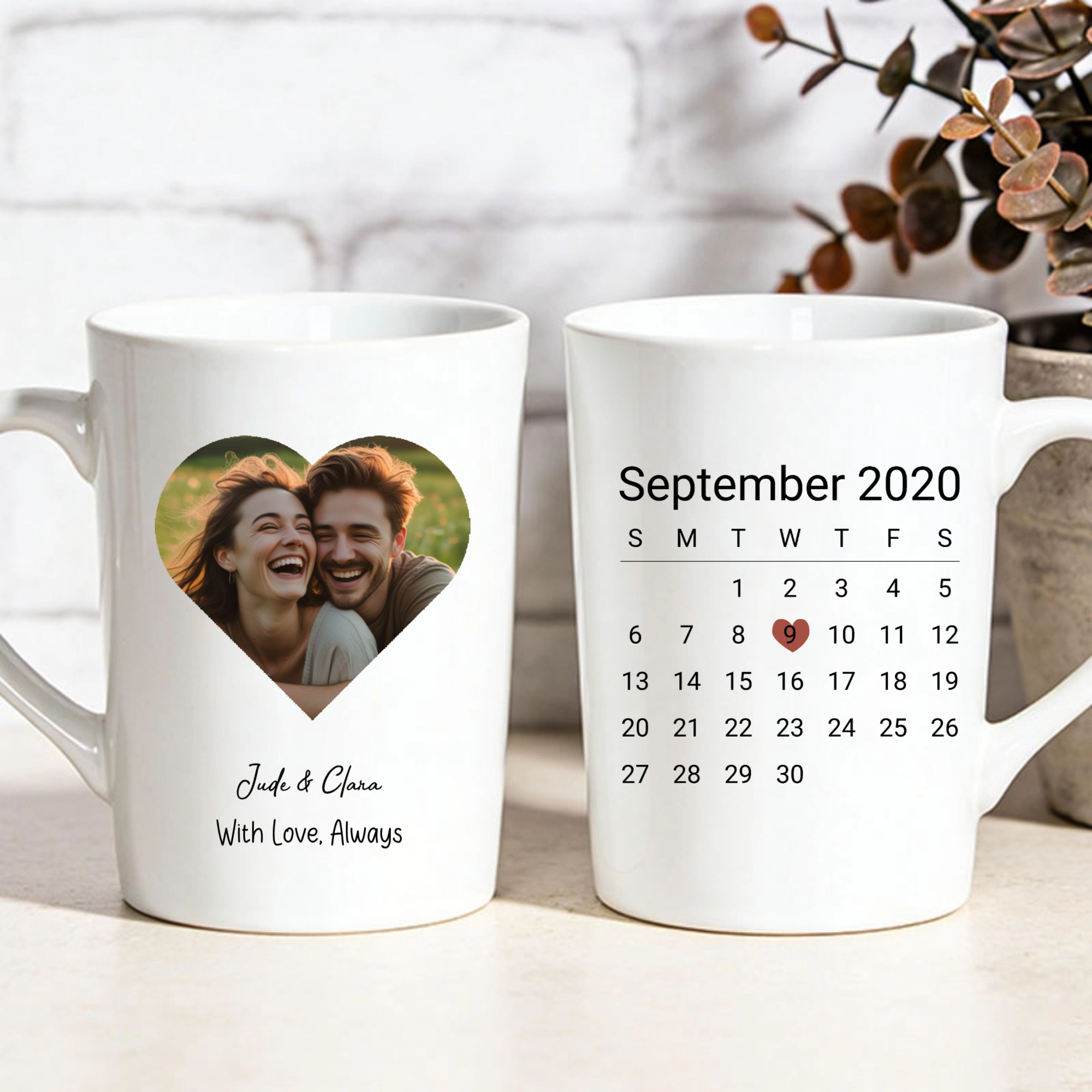 Personalized Photo Memory Mug, Custom Name & Date, Ideal for Couples, Anniversary Gift for Him Her