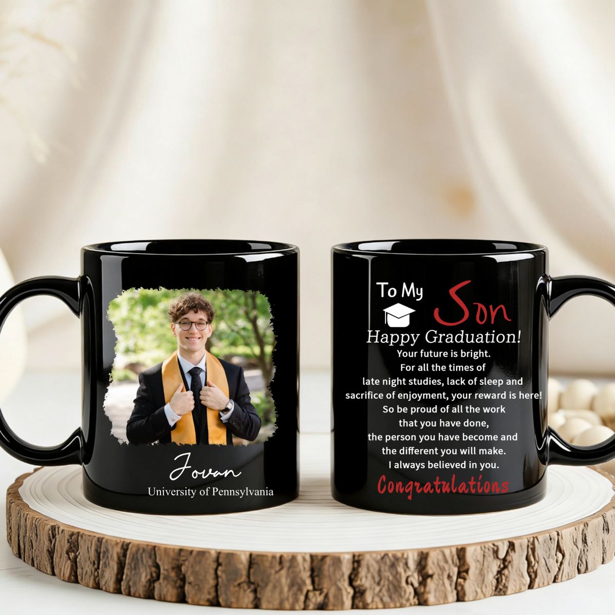 Graduation Commemorative Mug, Personalized Ceramic Coffee Mug, Custom With Text and Photos, A Perfect Gift For College/High School Graduates.