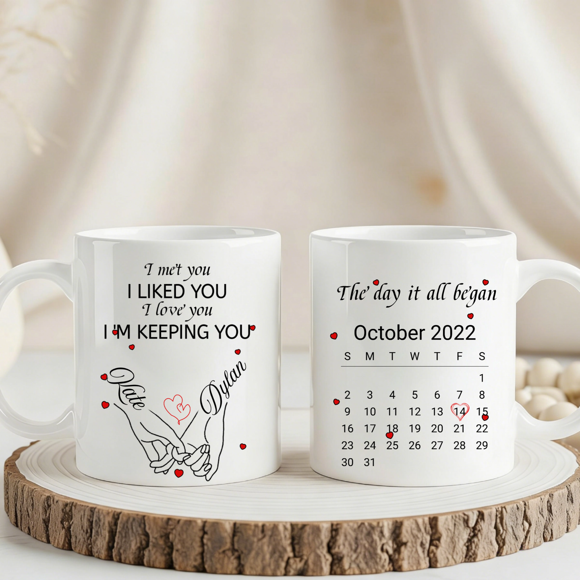 The Day It All Began Mug, Gift for Couples, Perfect for Anniversary, Wedding, Romantic Celebration