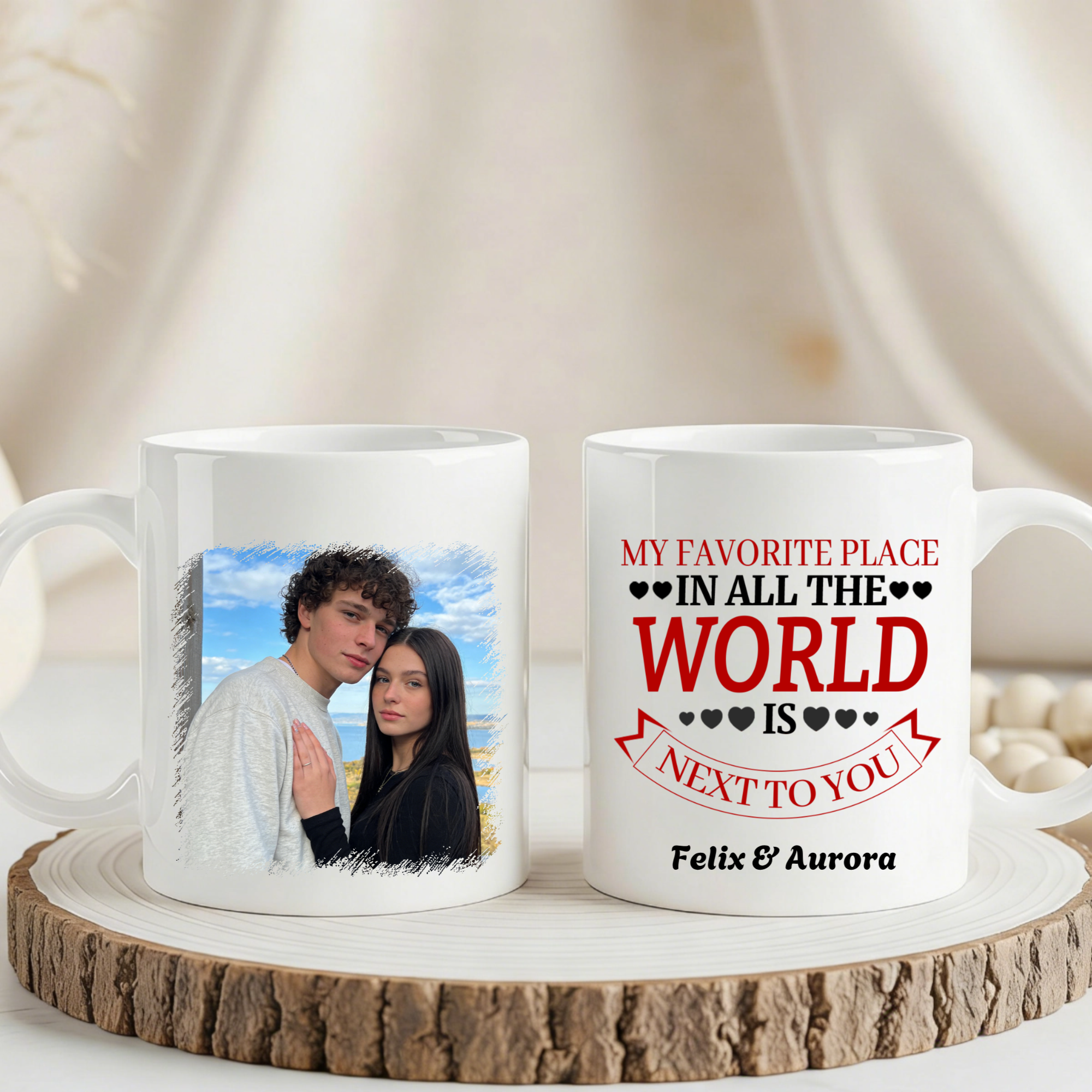My Favorite Place is Next To You Personalized Mug, Gift for Couples, Perfect for Anniversary, Wedding, Valentine's Day