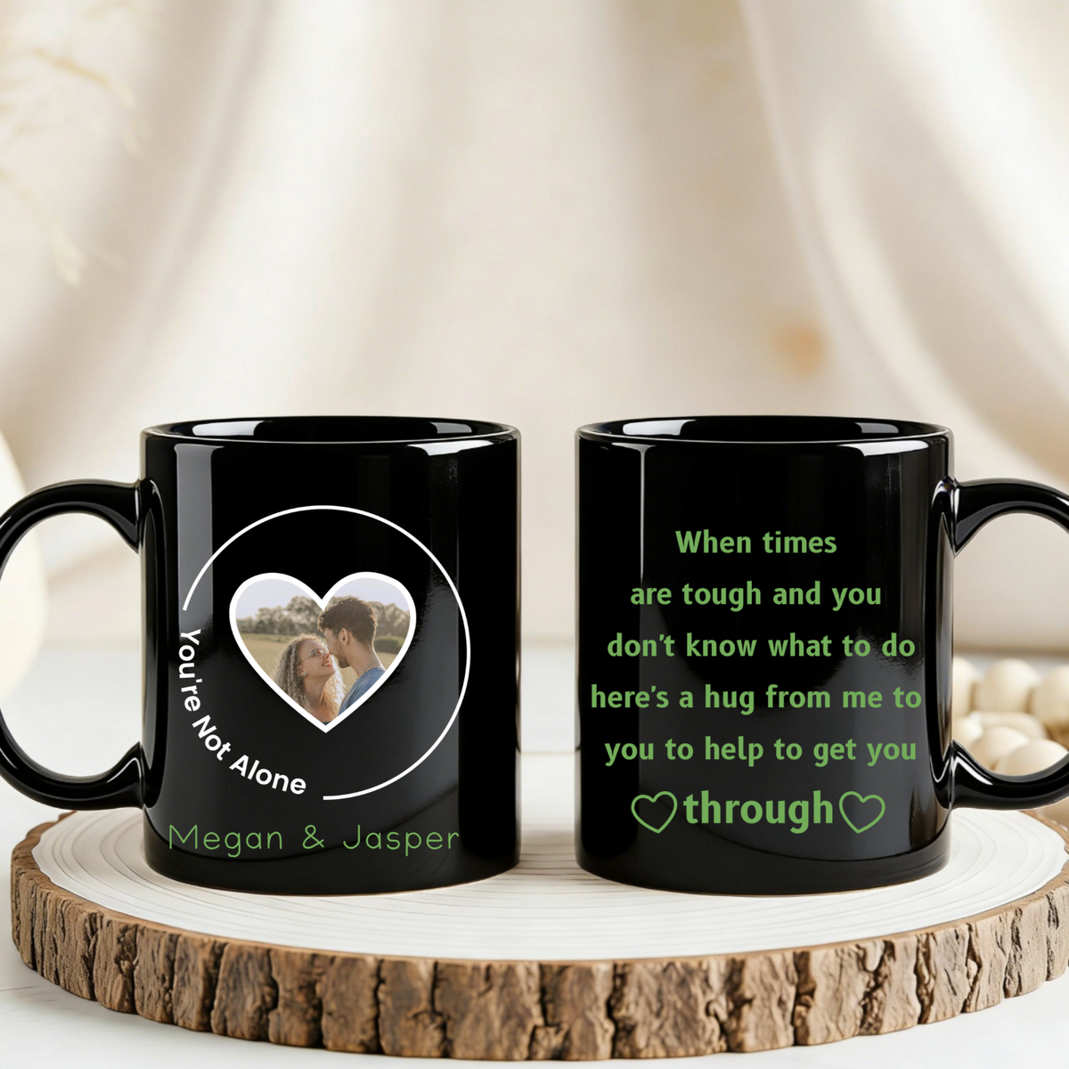 You're Not Alone Personalized Mug, Gift for Friends, Couples, Family, Perfect for Encouragement, Long Distance, Tough Times