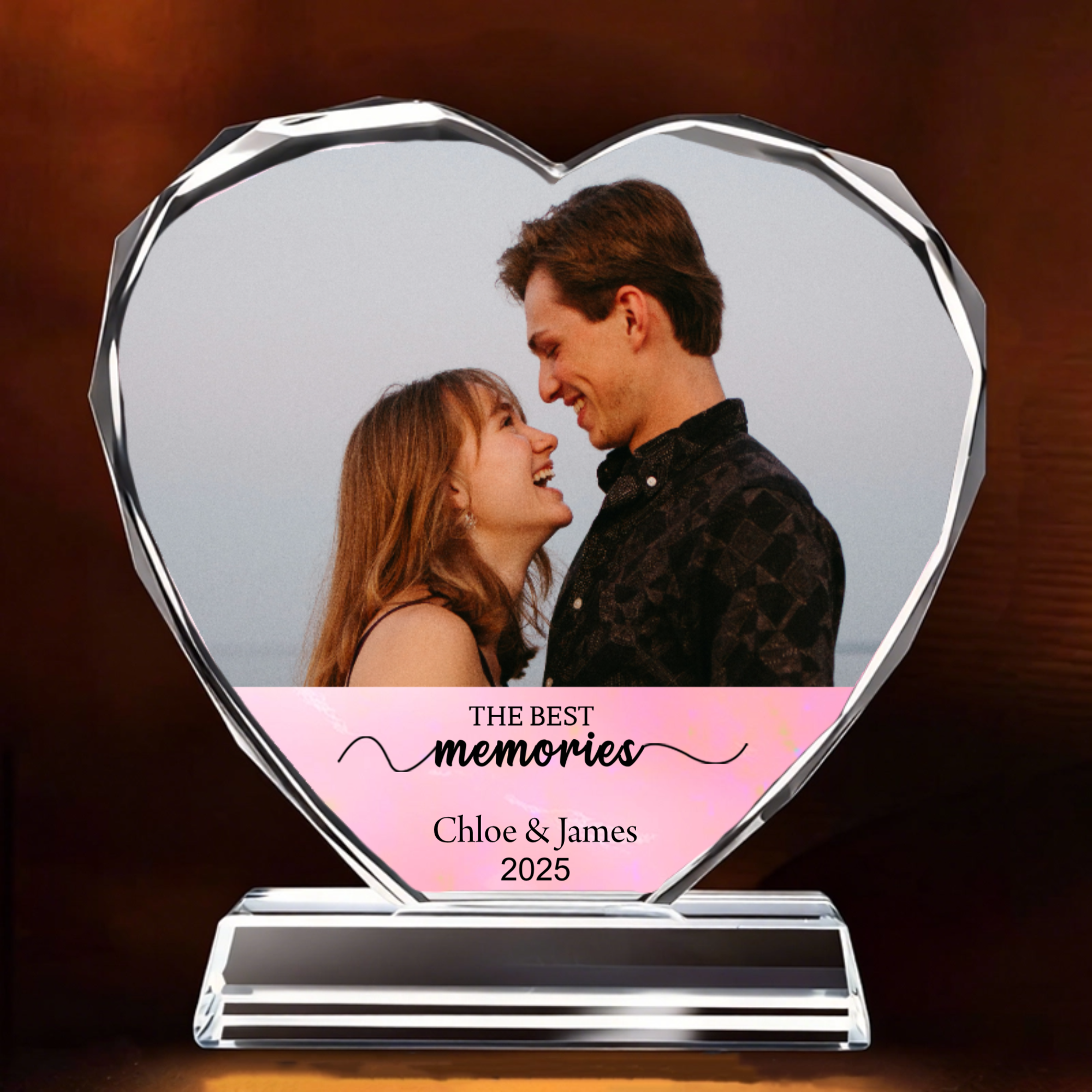 Personalized Heart Crystal Keepsake, Gift for Couples, Perfect for Anniversaries, Valentine's Day, Wedding
