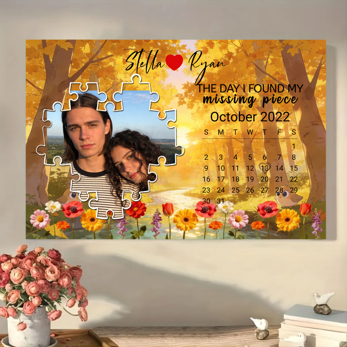 The Day I Found My Missing Piece Poster, Gift for Couples, Perfect for Anniversary, Valentine's Day, Wedding