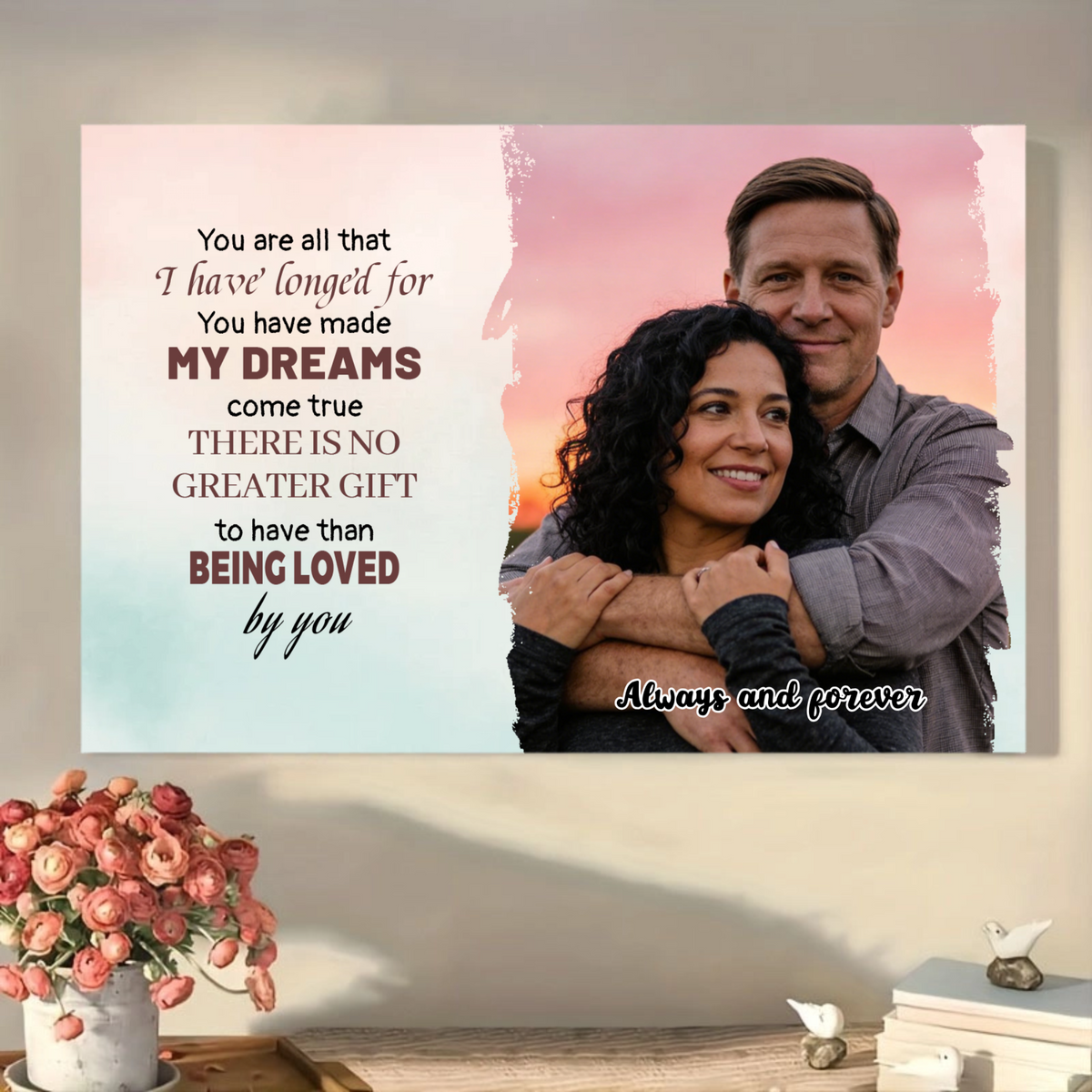 Personalized Couple Poster with Romantic Quote, Gift for Couples, Perfect for Anniversary, Wedding, Home Decor