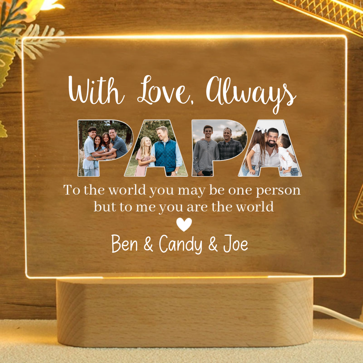 Personalized Photo LED Night Light, With Custom Happy Wishes and Photo Designs, a Thoughtful and Creative Gift, The Perfect Present For Dad.